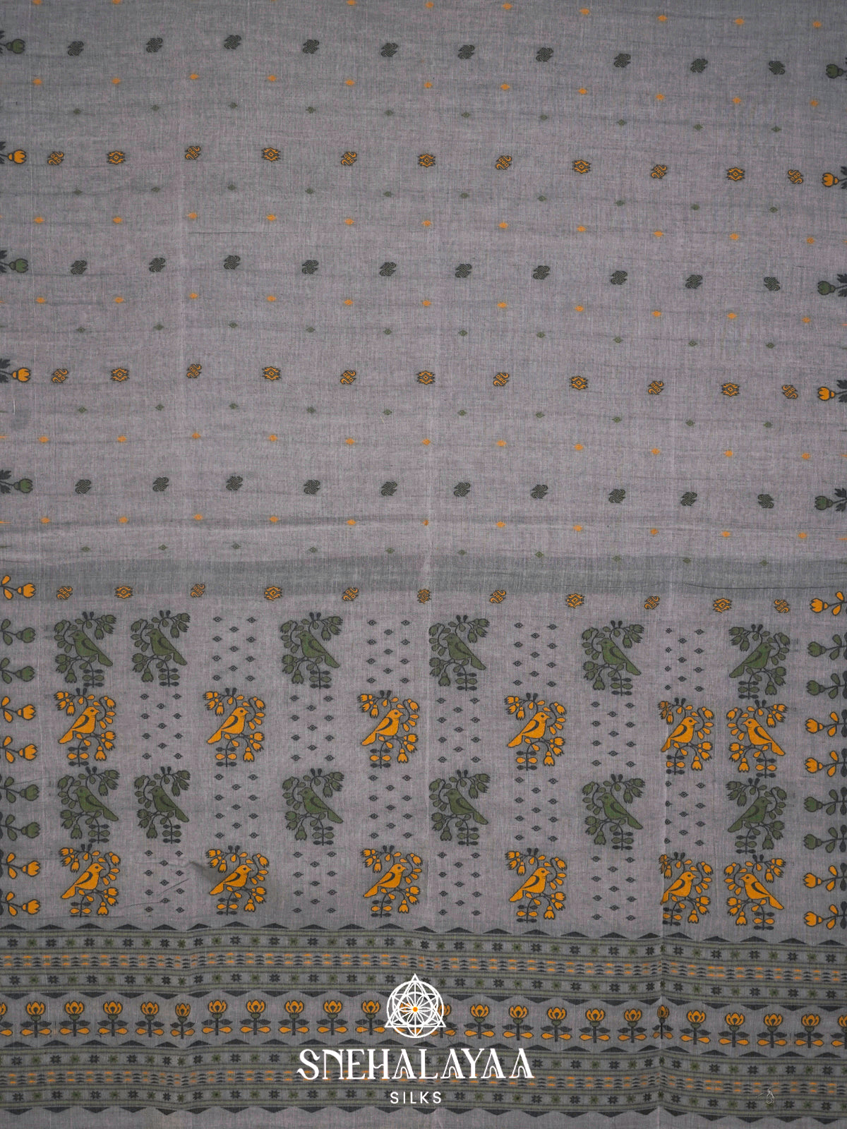 Grey  Bengal Cotton Saree