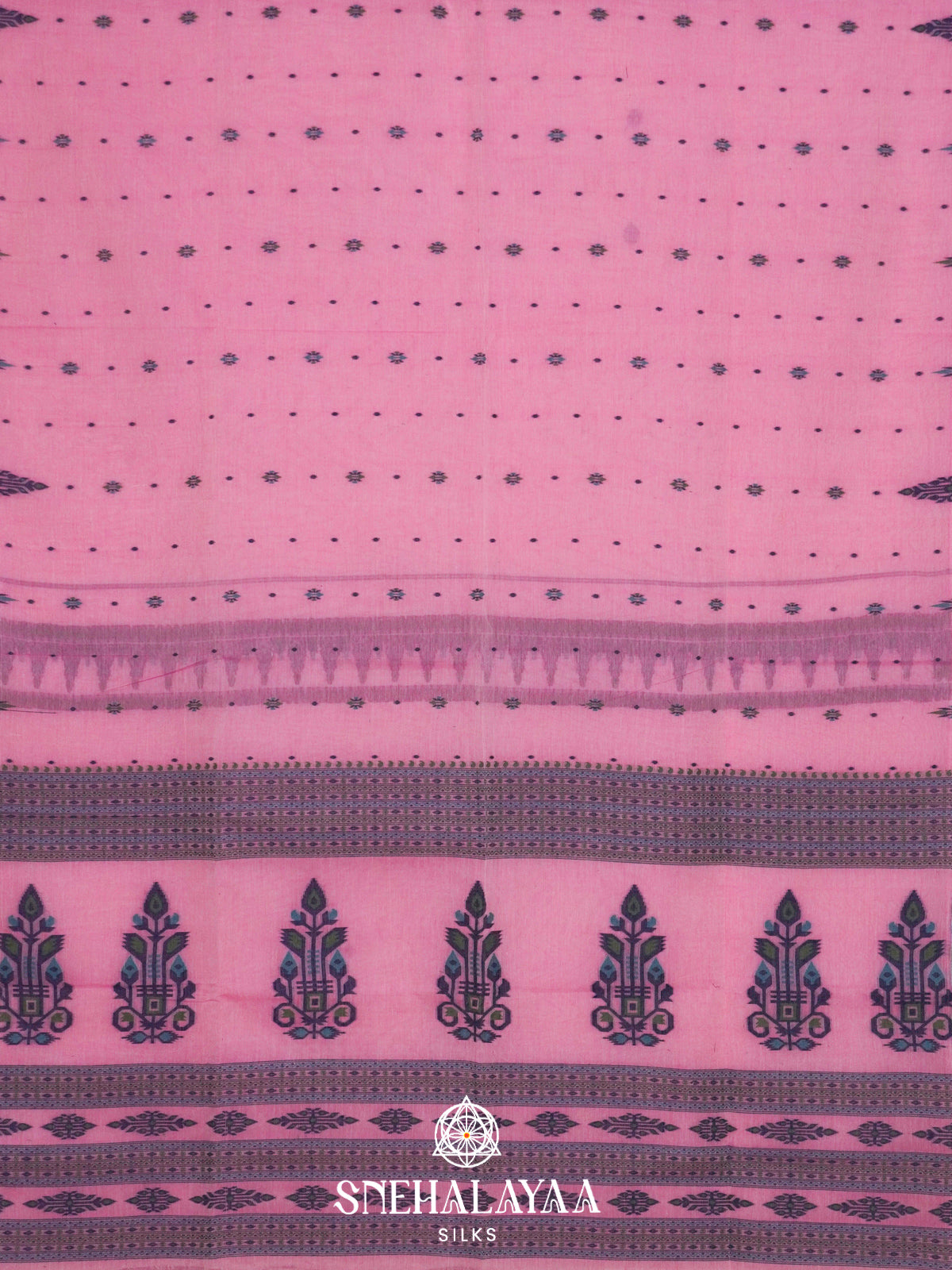 Pink  Bengal Cotton Saree