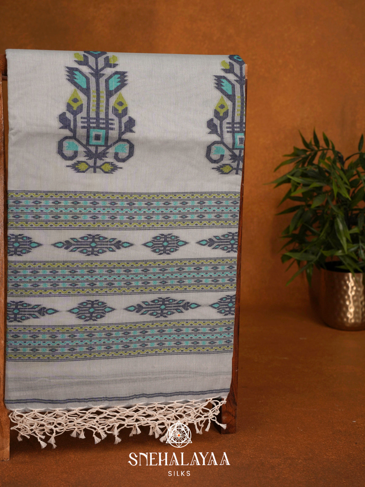 Grey  Bengal Cotton Saree
