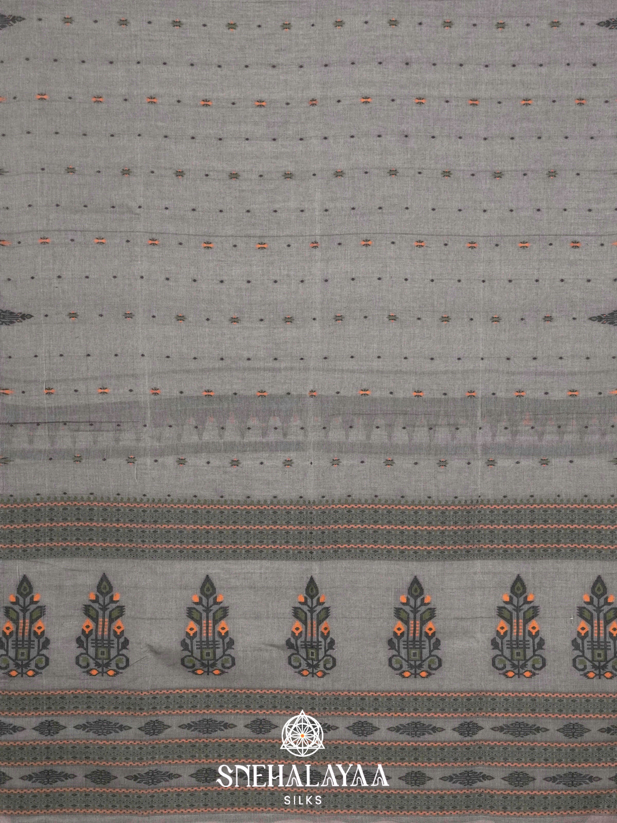 Grey  Bengal Cotton Saree