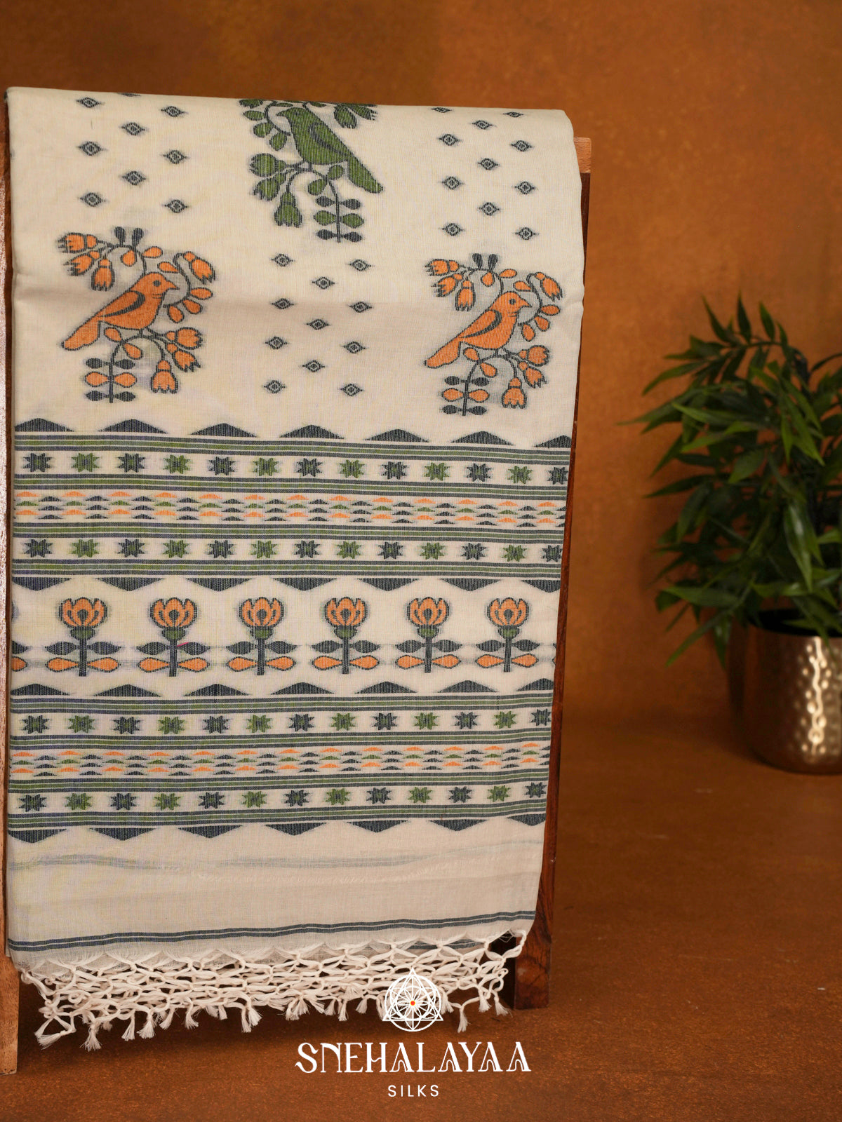 Beige  Bengal Cotton Saree