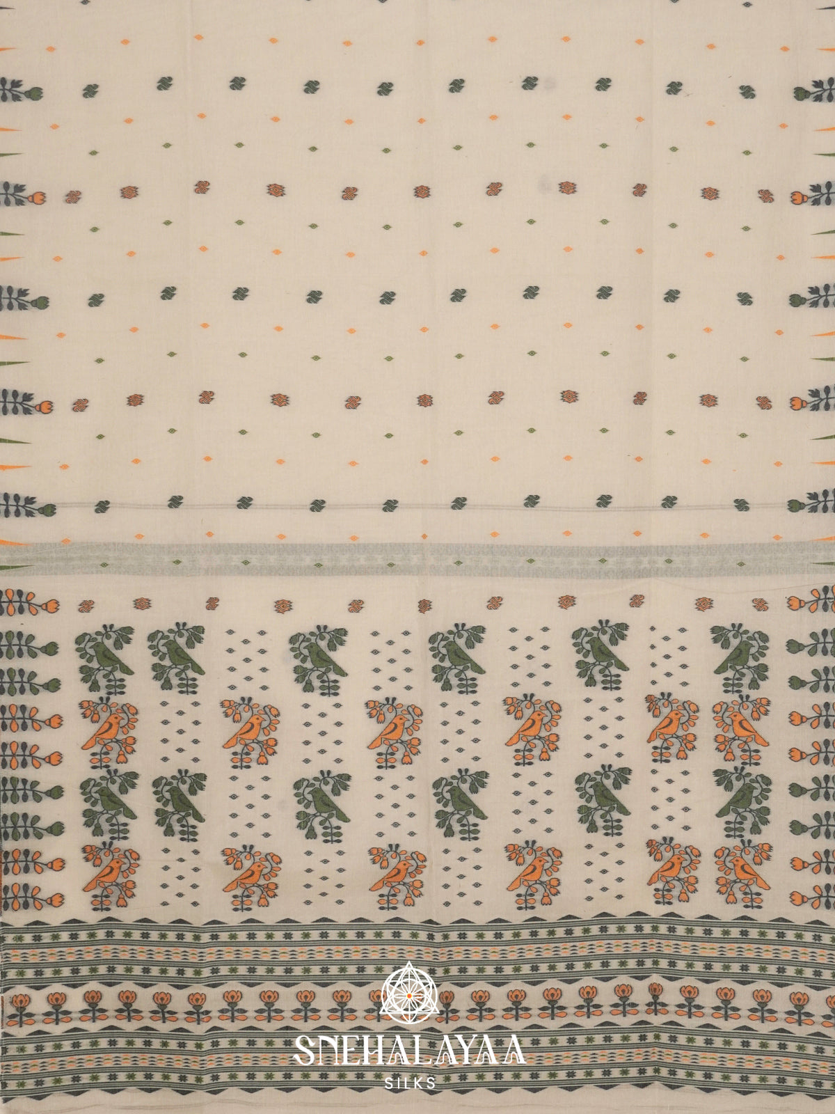 Beige  Bengal Cotton Saree