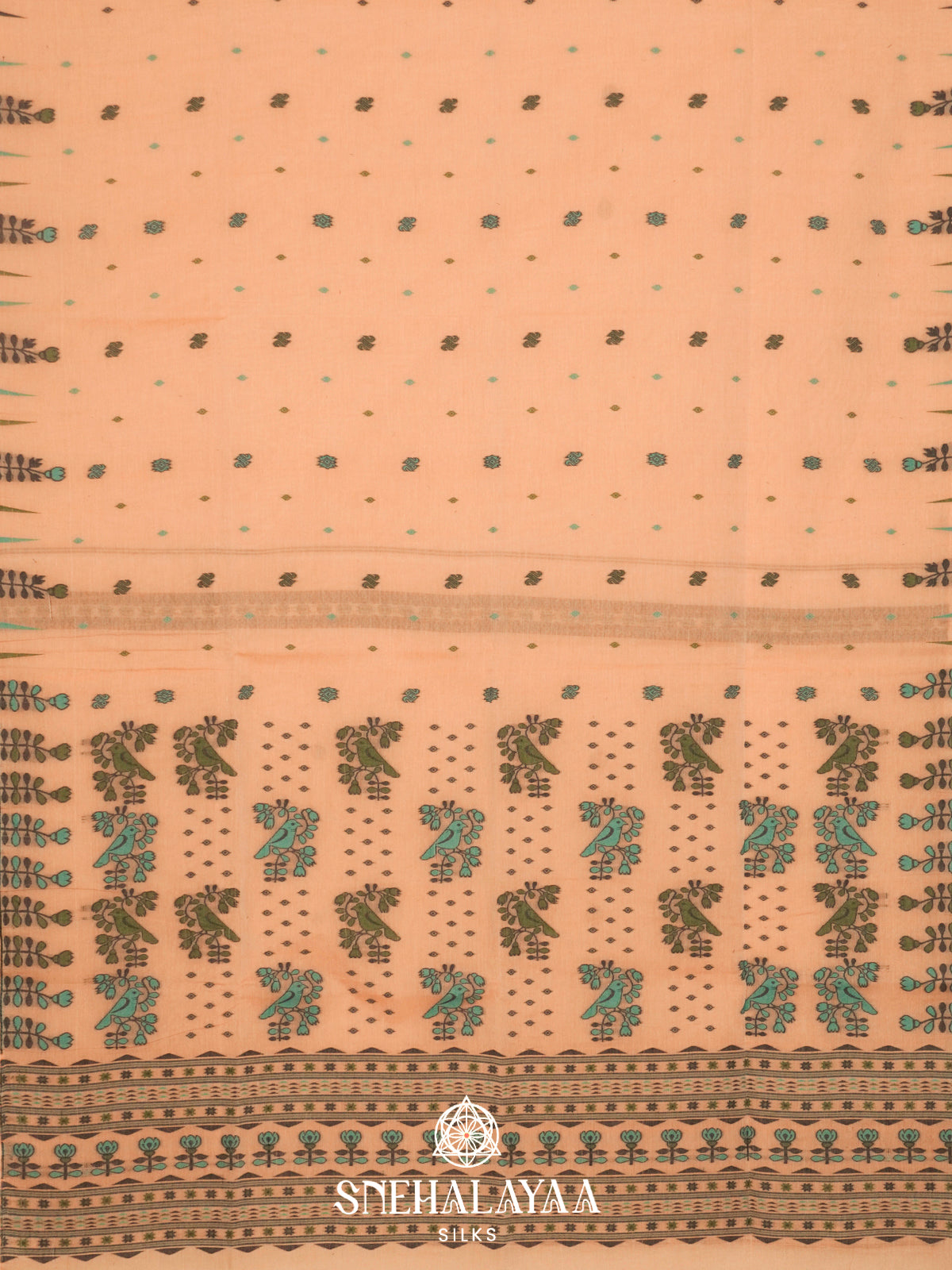 Pastel Peach  Bengal Cotton Saree