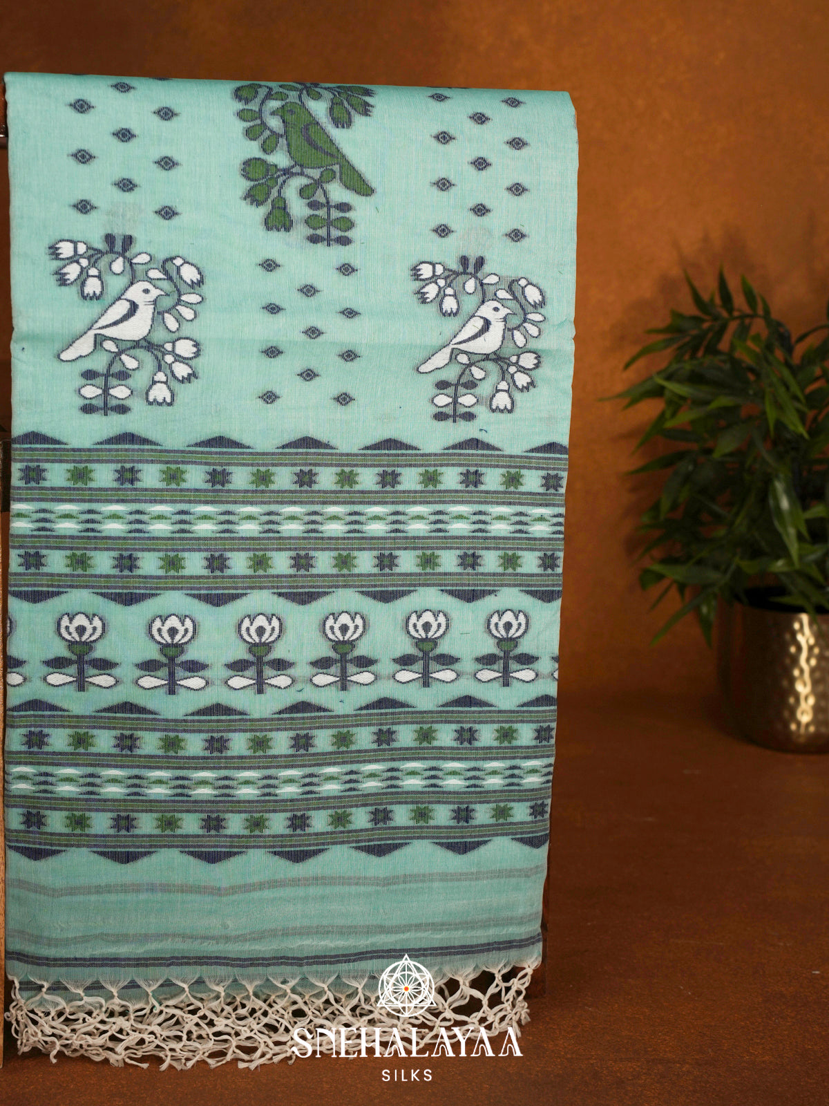 Mint Blue  Bengal Cotton Saree