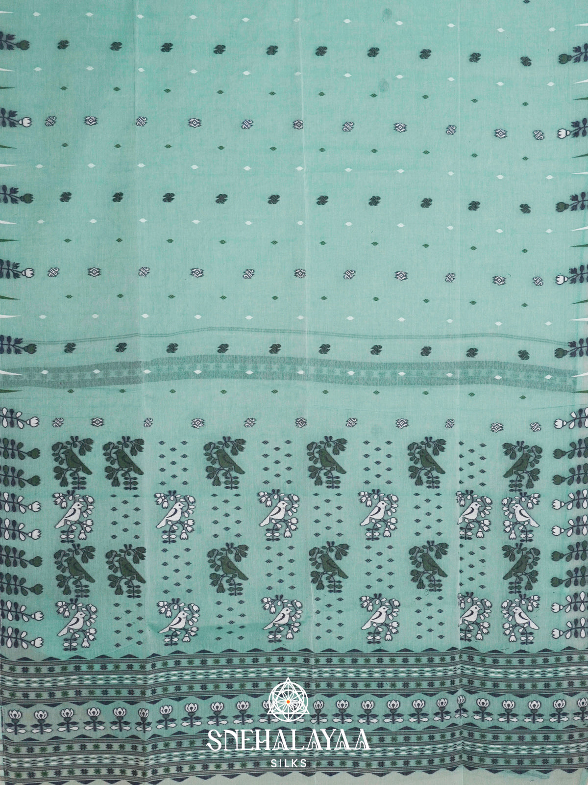 Mint Blue  Bengal Cotton Saree
