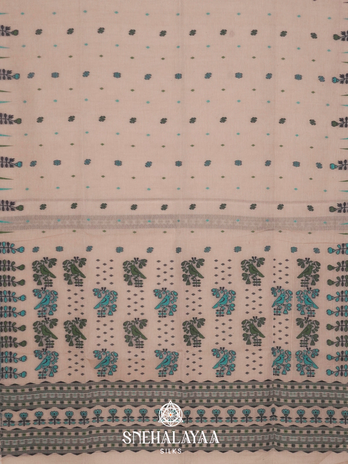 Beige  Bengal Cotton Saree