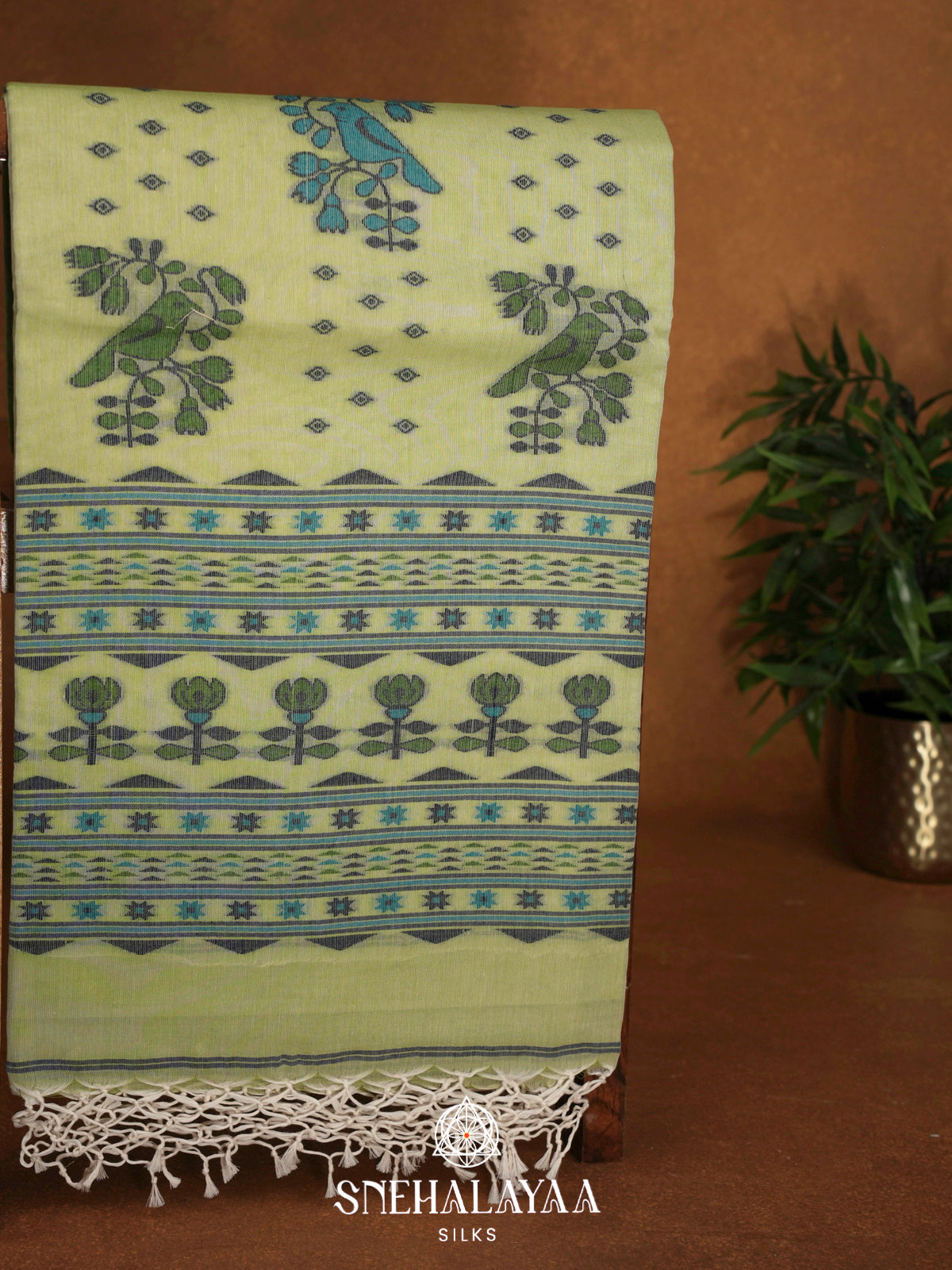 Pista Green  Bengal Cotton Saree