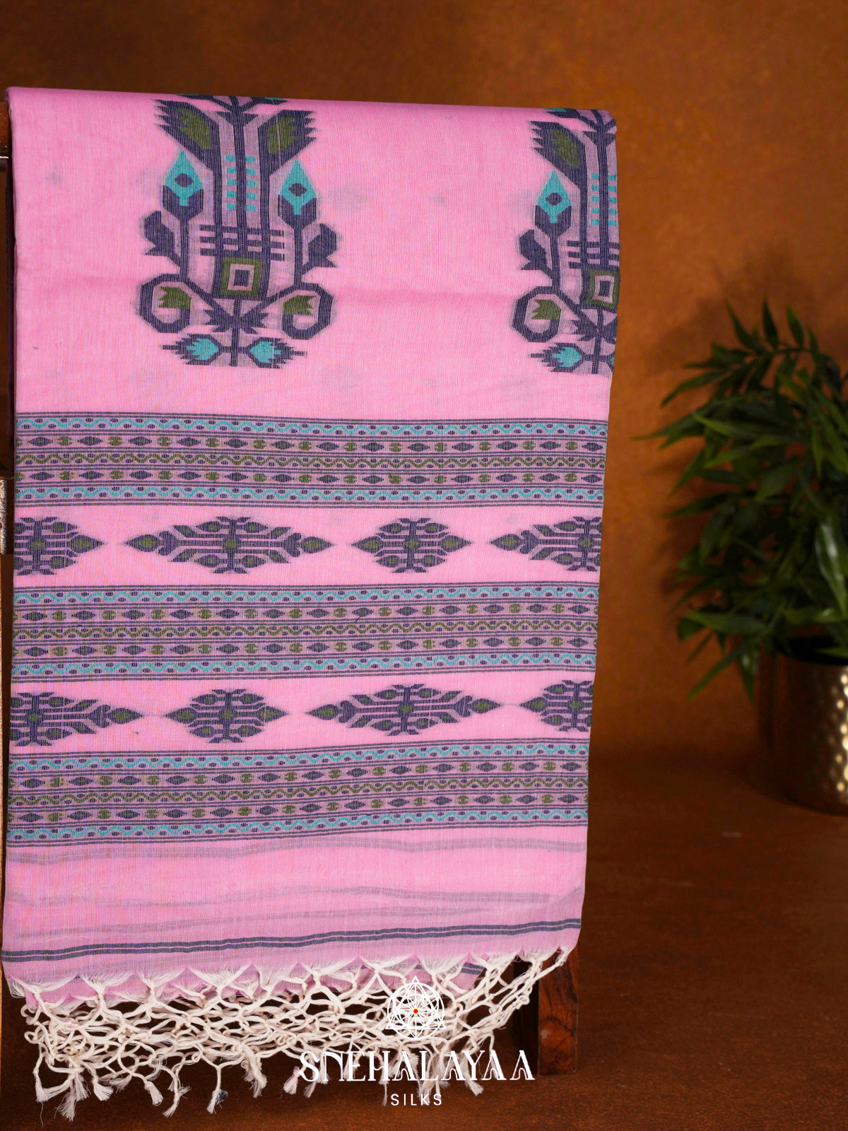 Pink  Bengal Cotton Saree