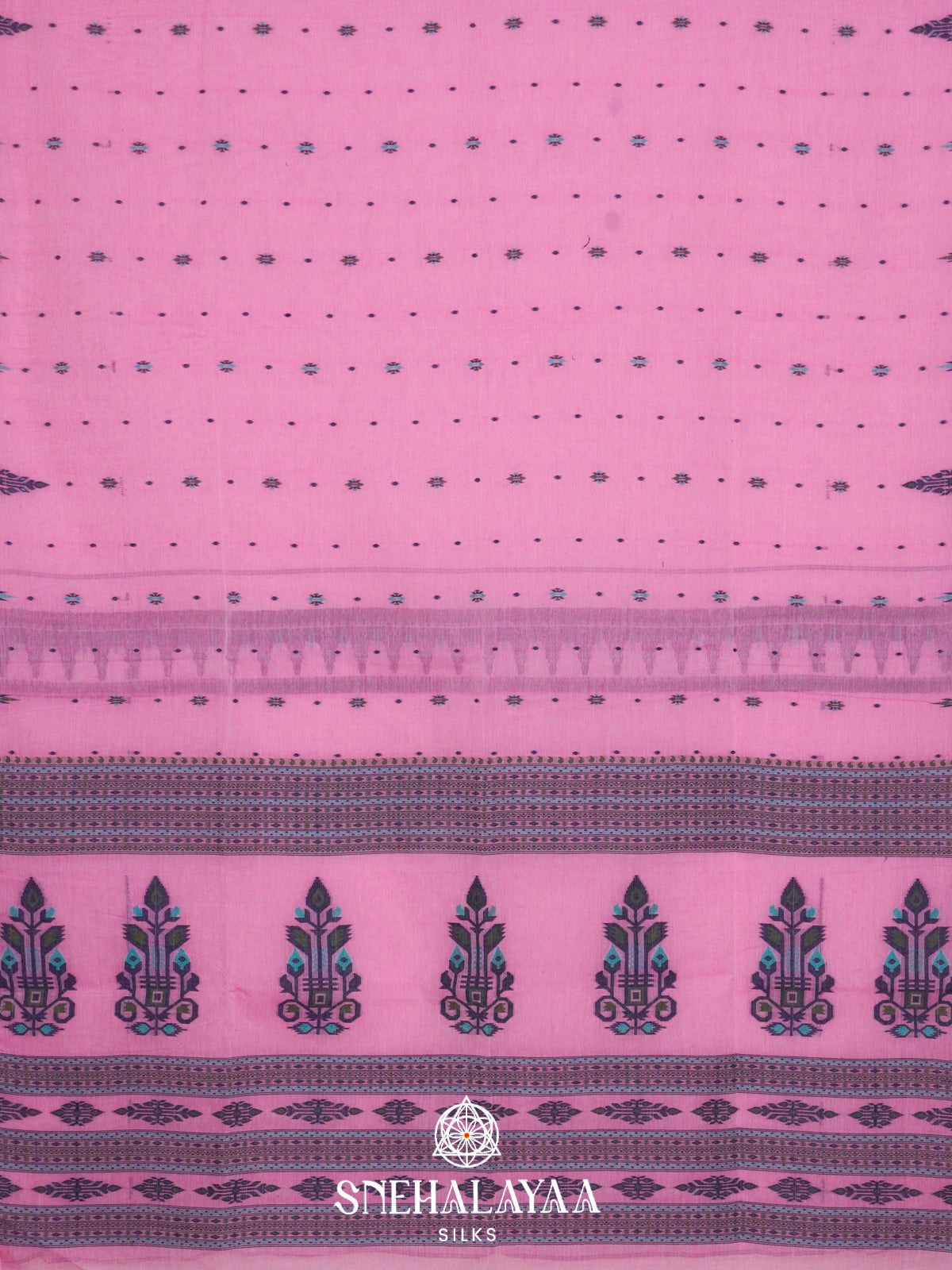 Pink  Bengal Cotton Saree