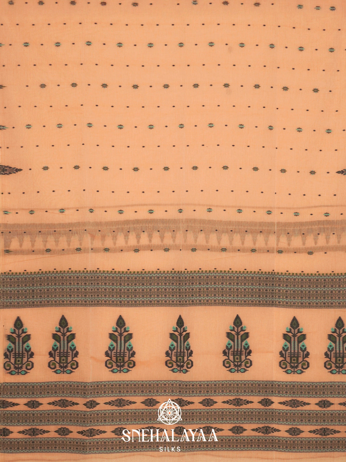 Pastel Peach  Bengal Cotton Saree