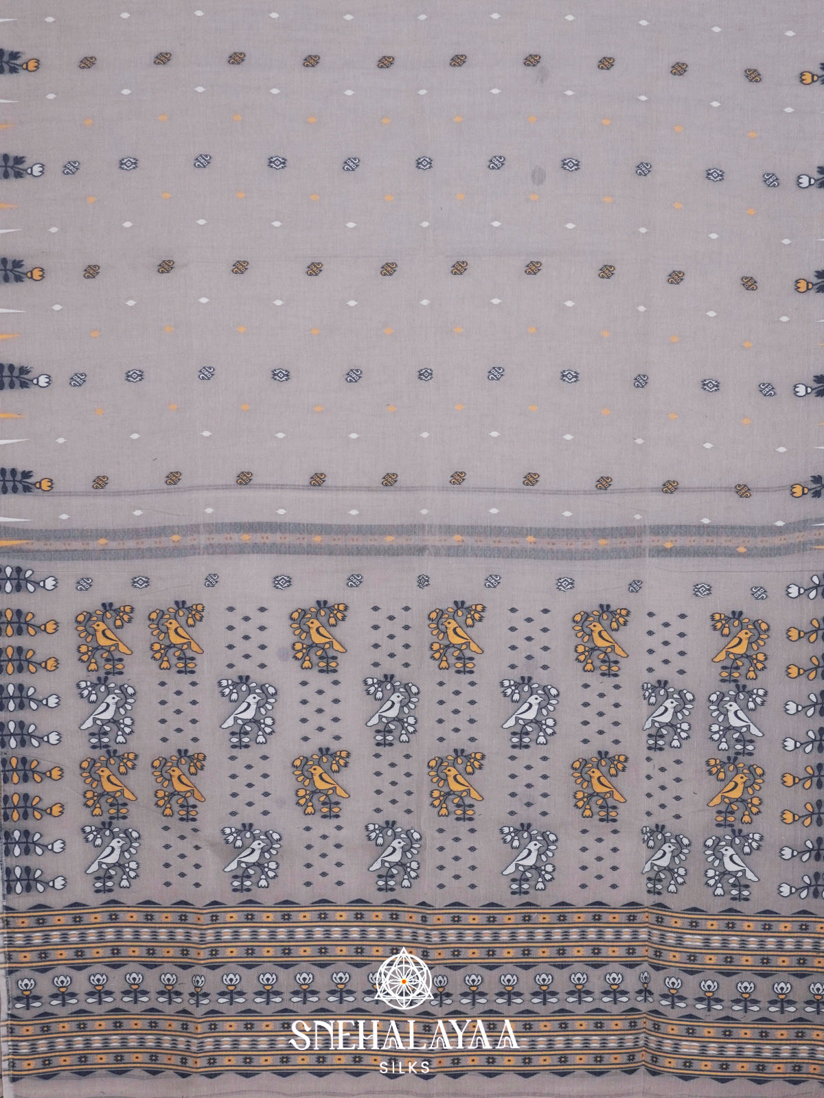 Grey  Bengal Cotton Saree