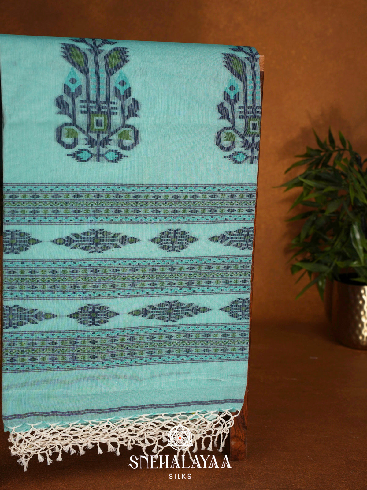 Teal Green  Bengal Cotton Saree