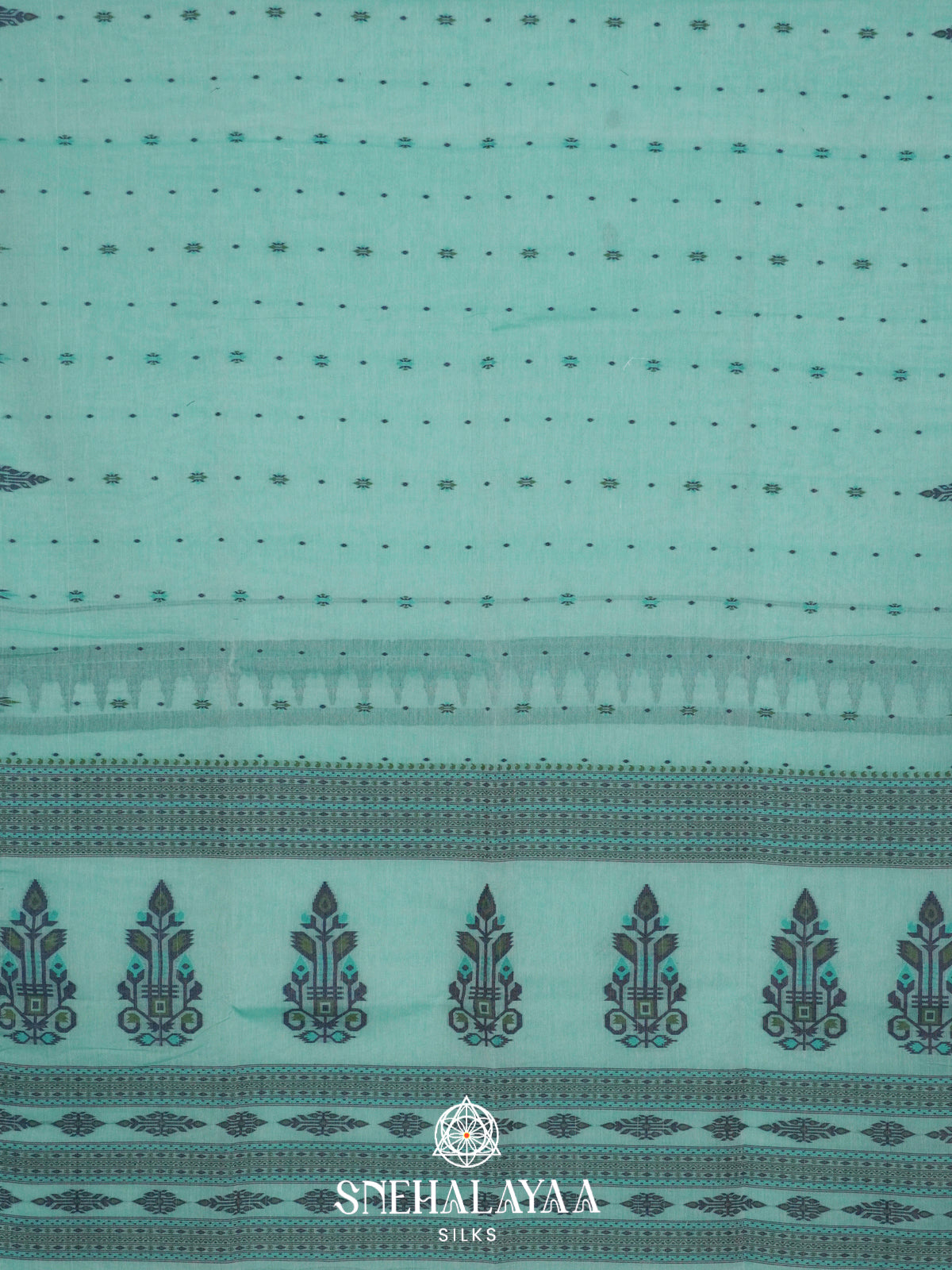 Teal Green  Bengal Cotton Saree