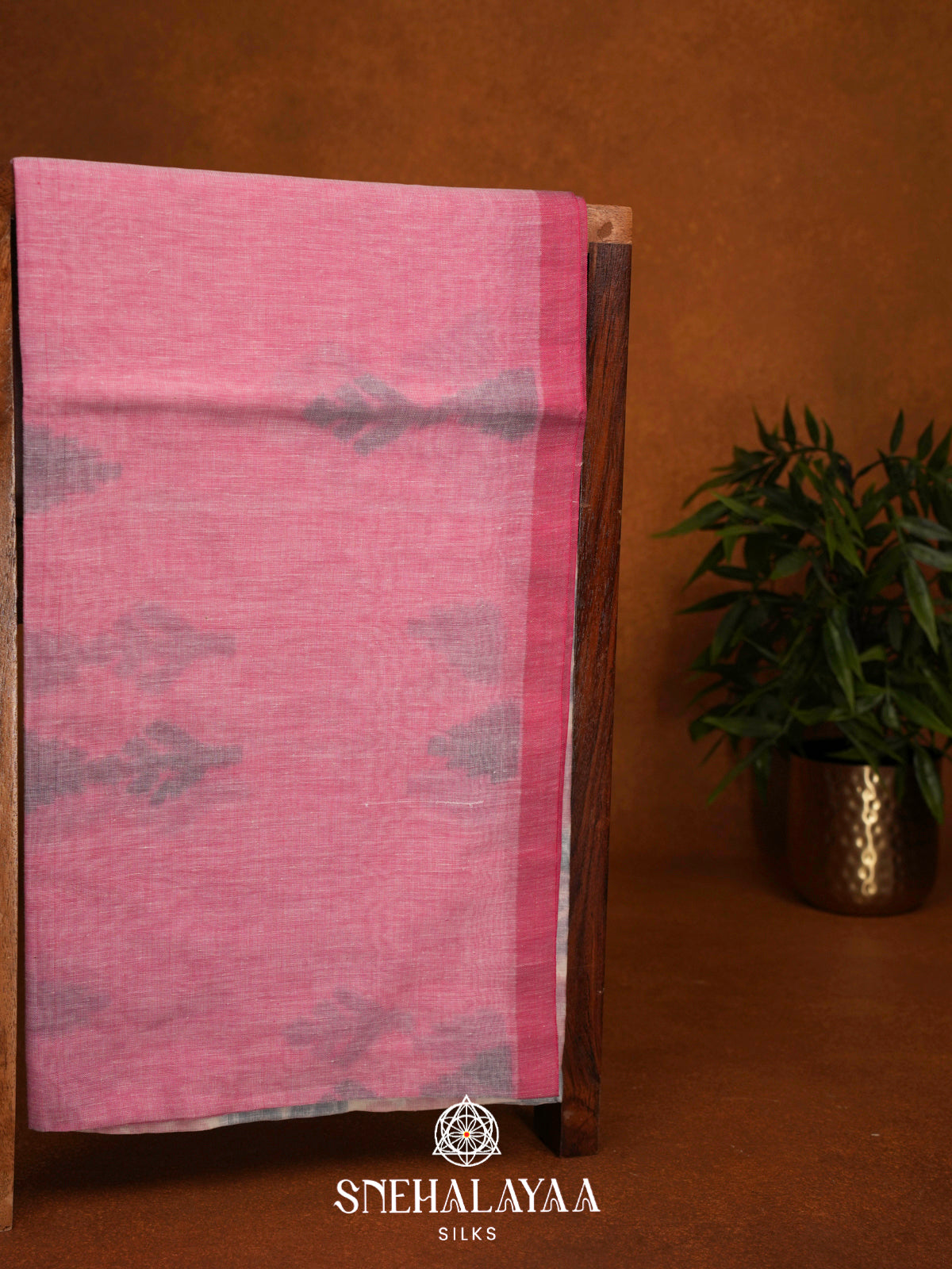 Pink Khadi Cotton Saree