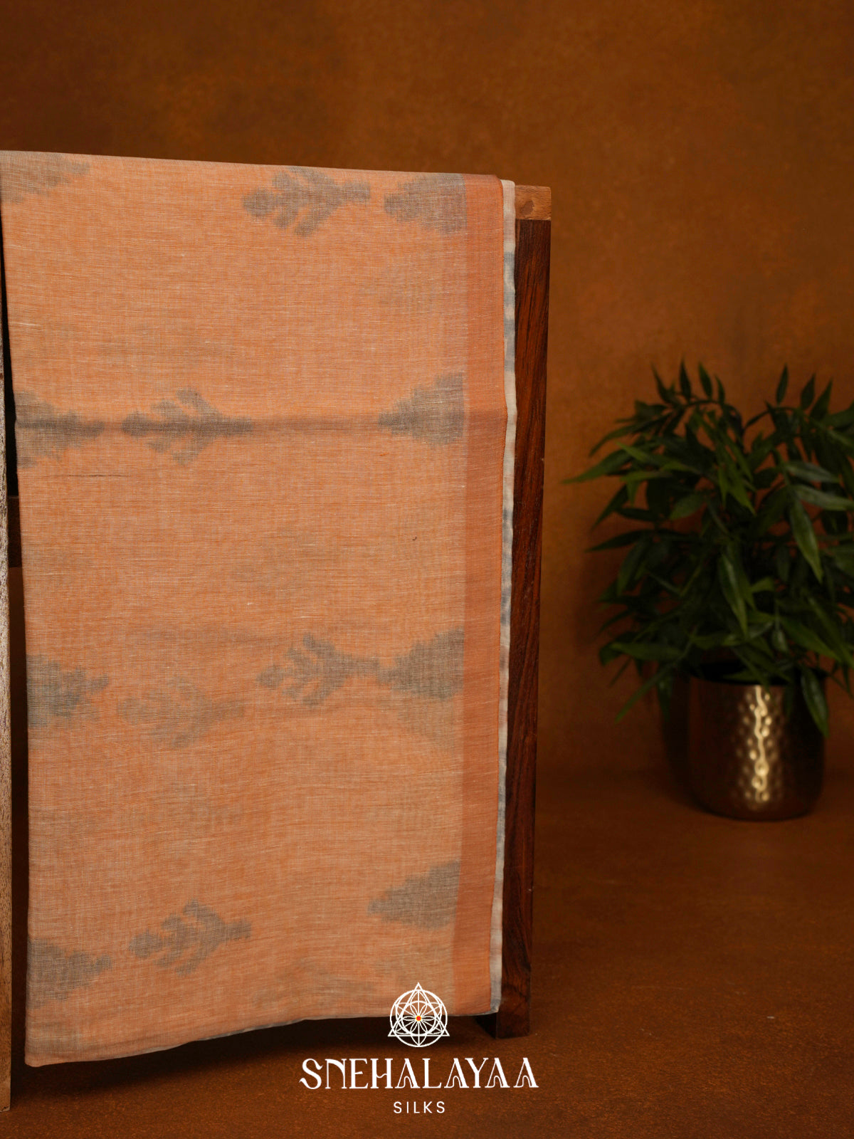 Peach Khadi Cotton Saree
