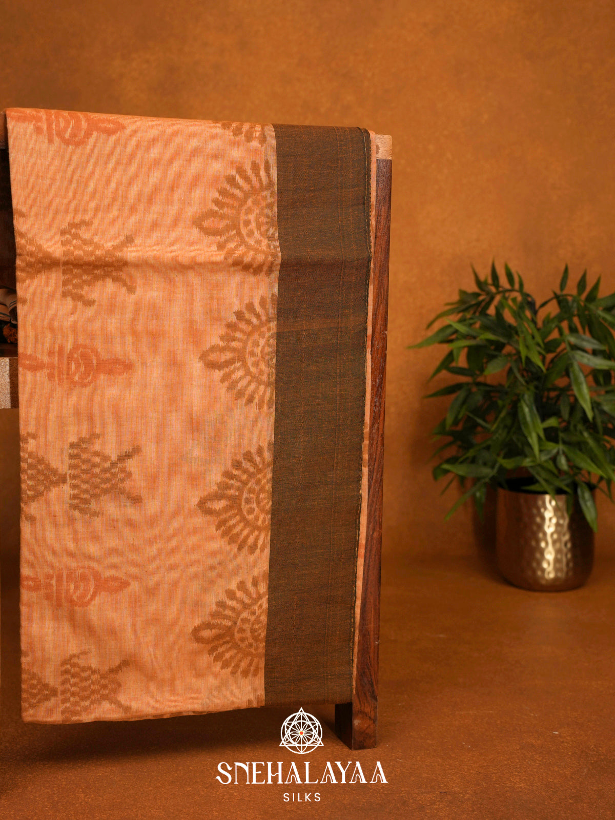 Peach Khadi Cotton Saree