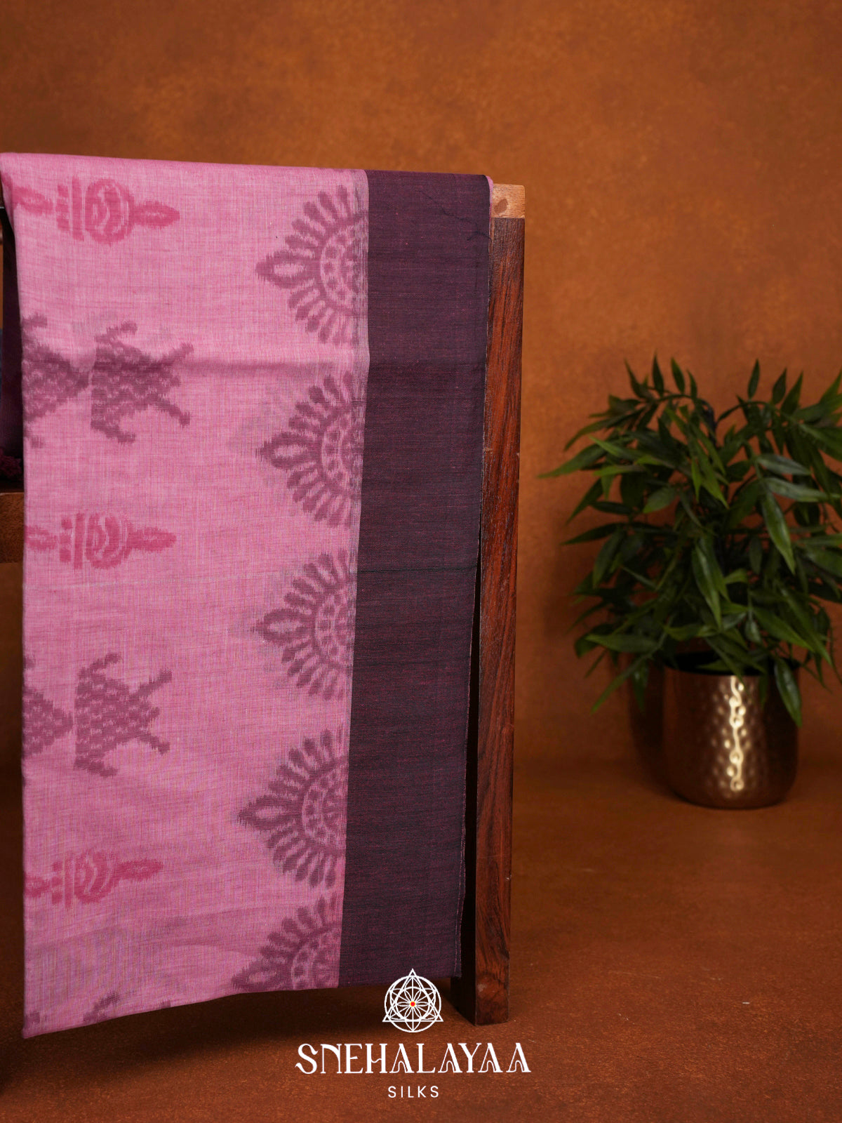 Pink Khadi Cotton Saree