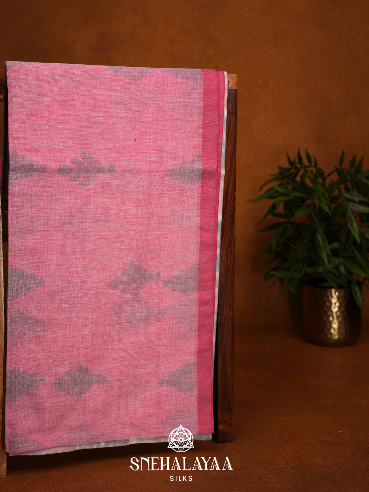 Pink Khadi Cotton Saree