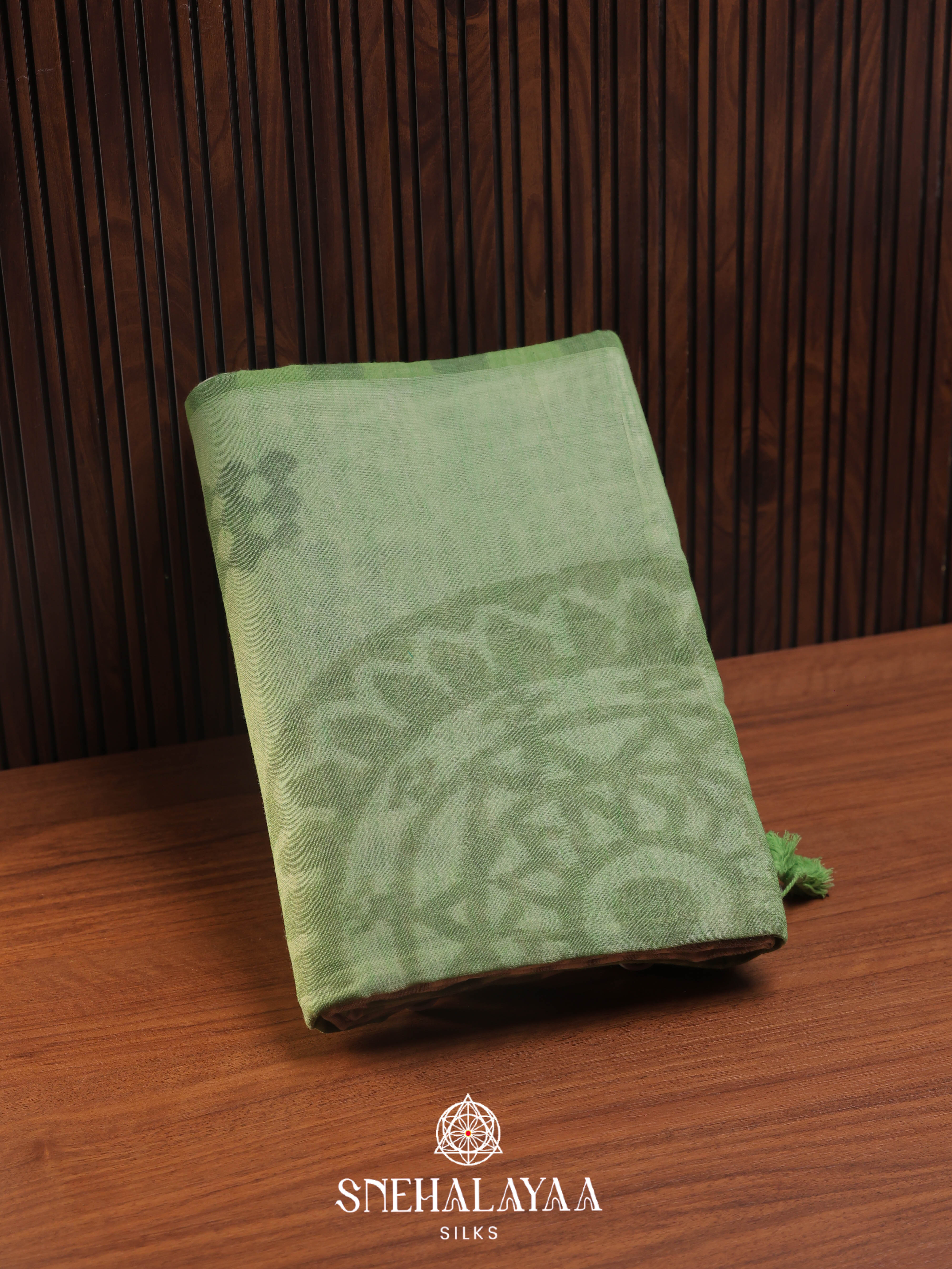 Light Green Khadi Cotton Saree