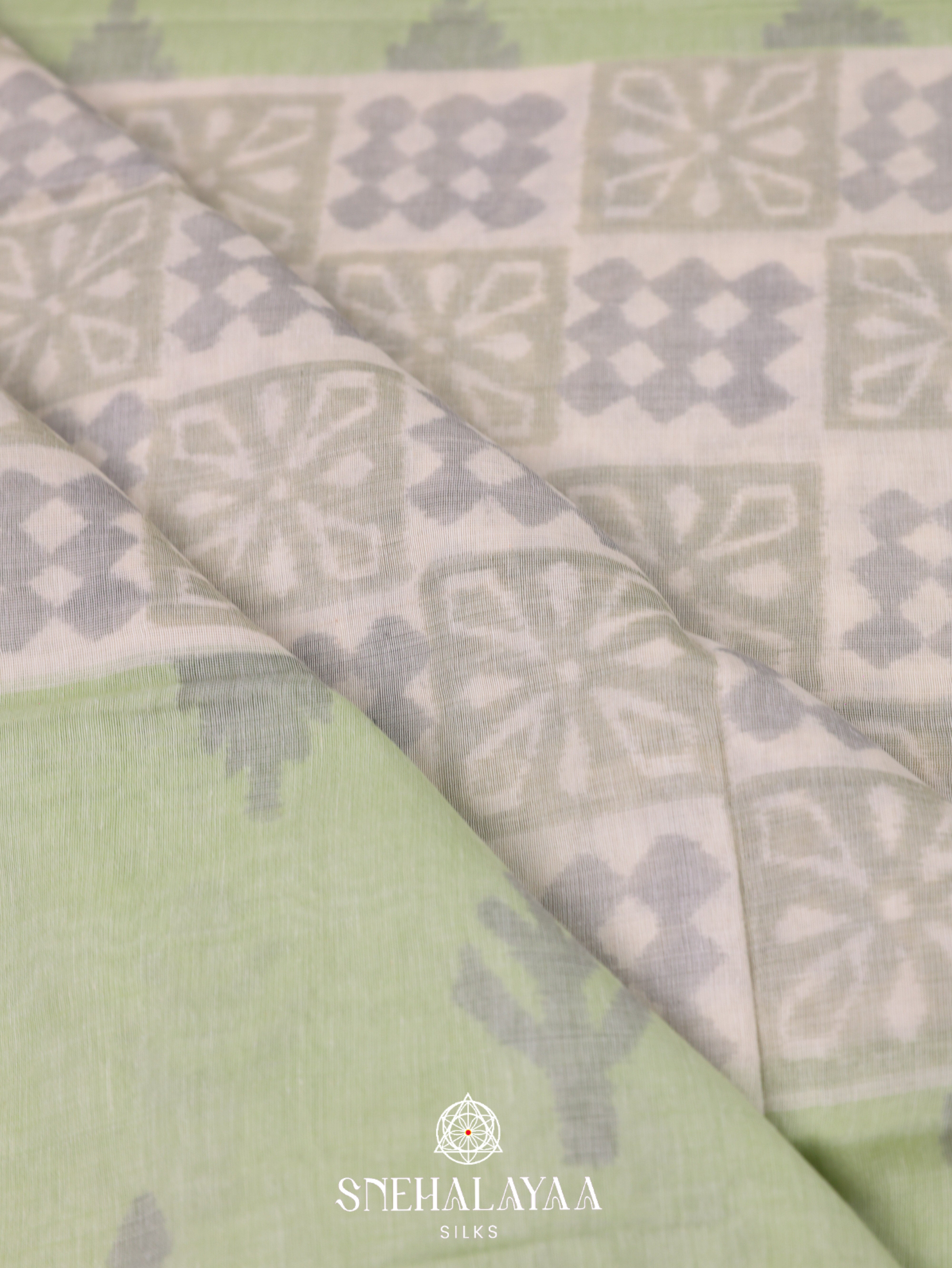 Light Green Khadi Cotton Saree