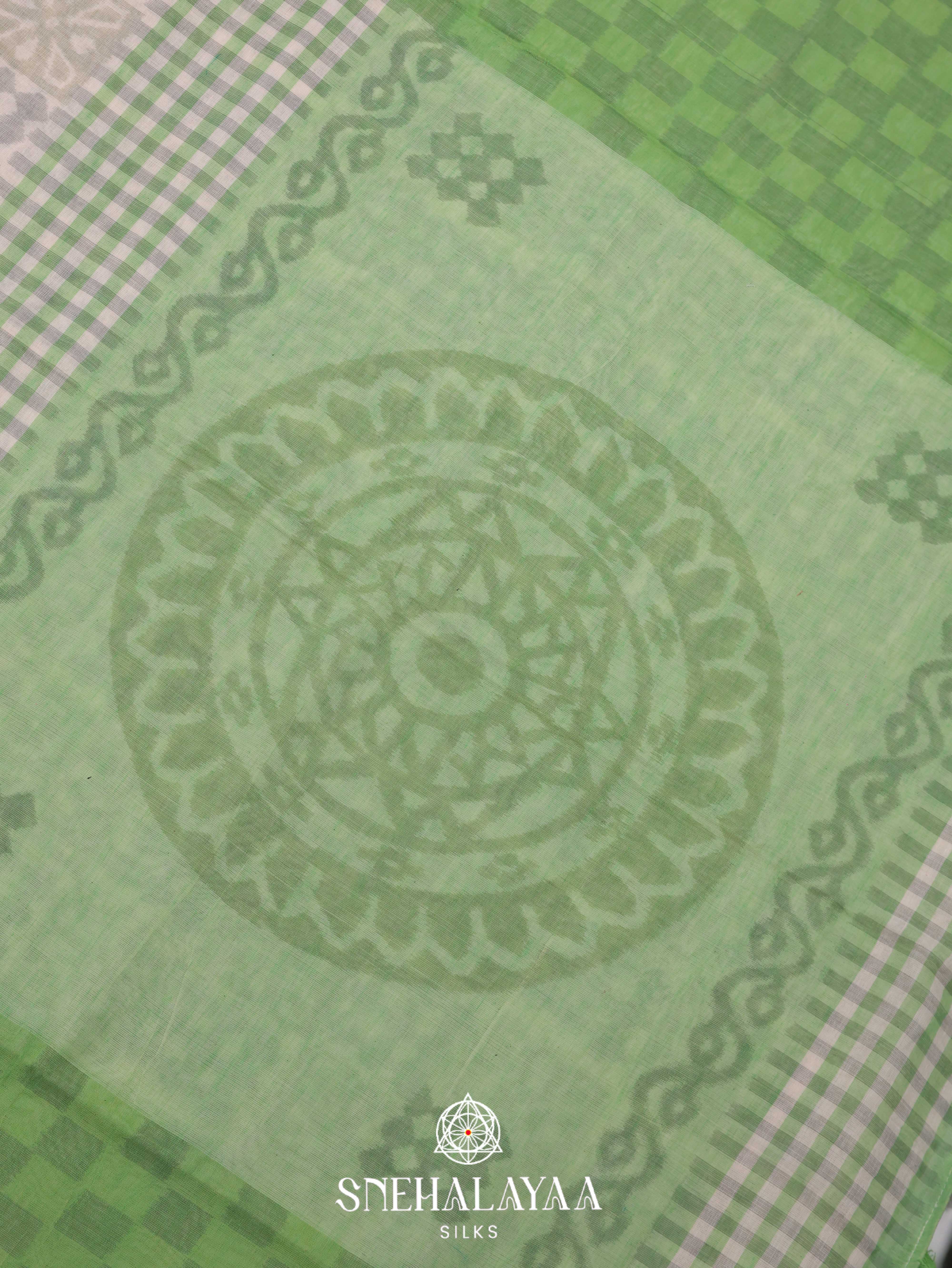 Light Green Khadi Cotton Saree