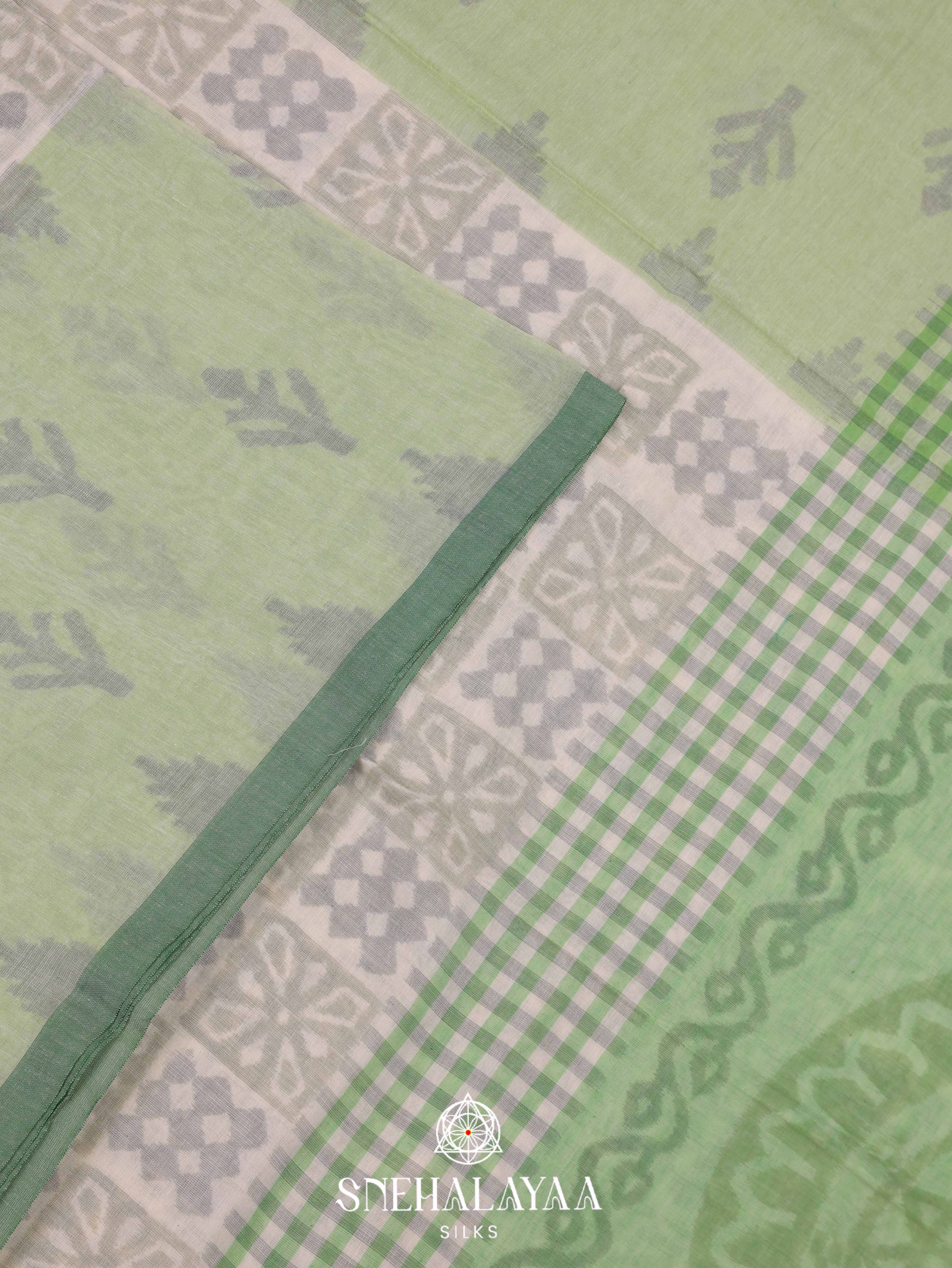 Light Green Khadi Cotton Saree