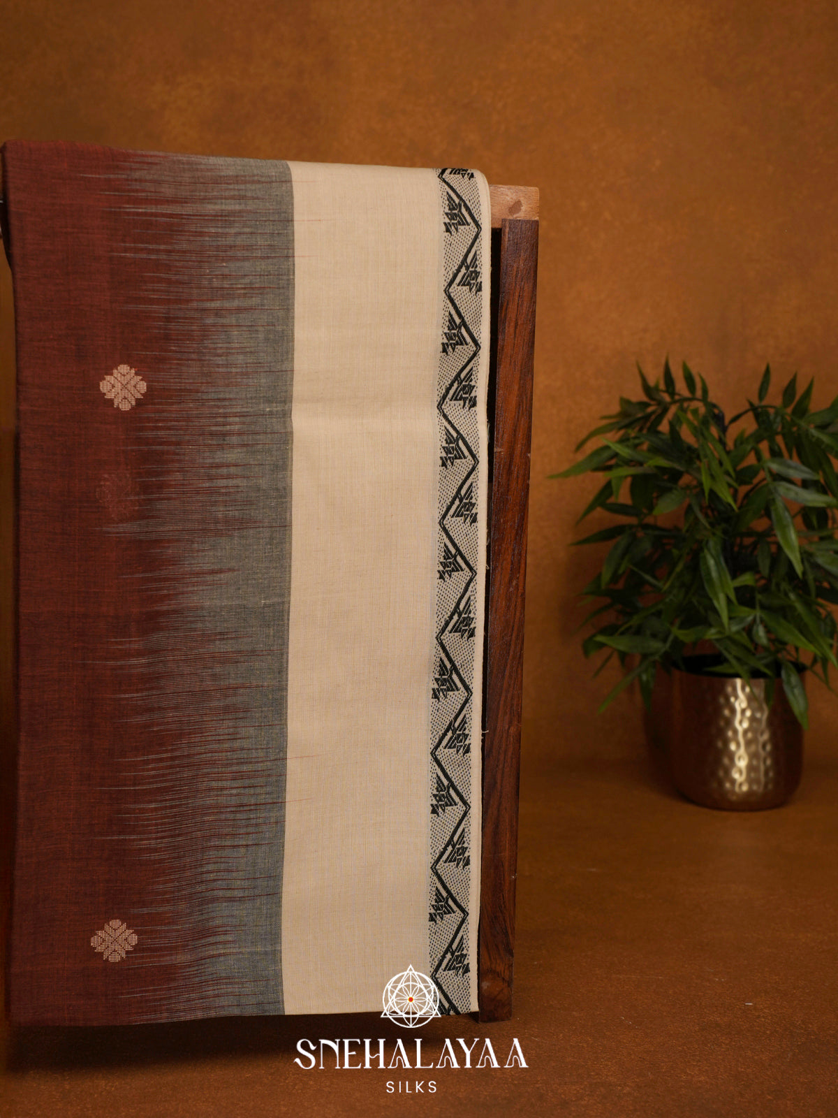 Brown Khadi Cotton Saree