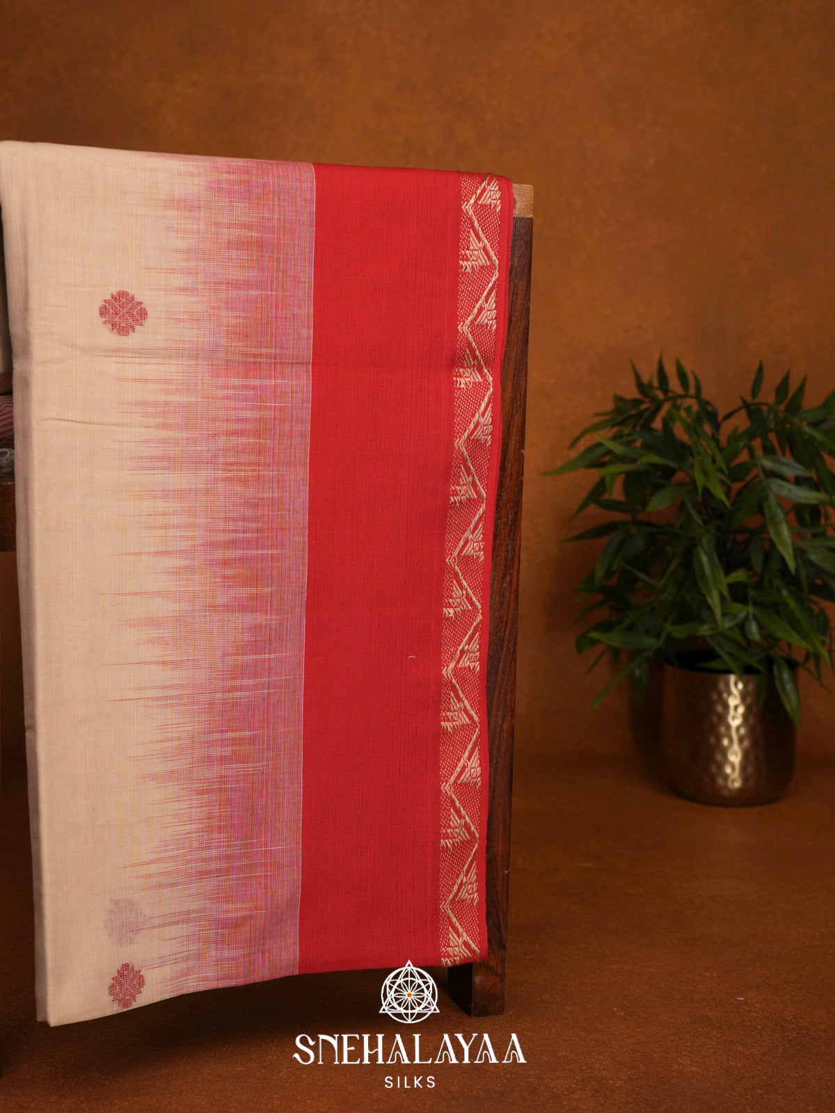 Cream Khadi Cotton Saree