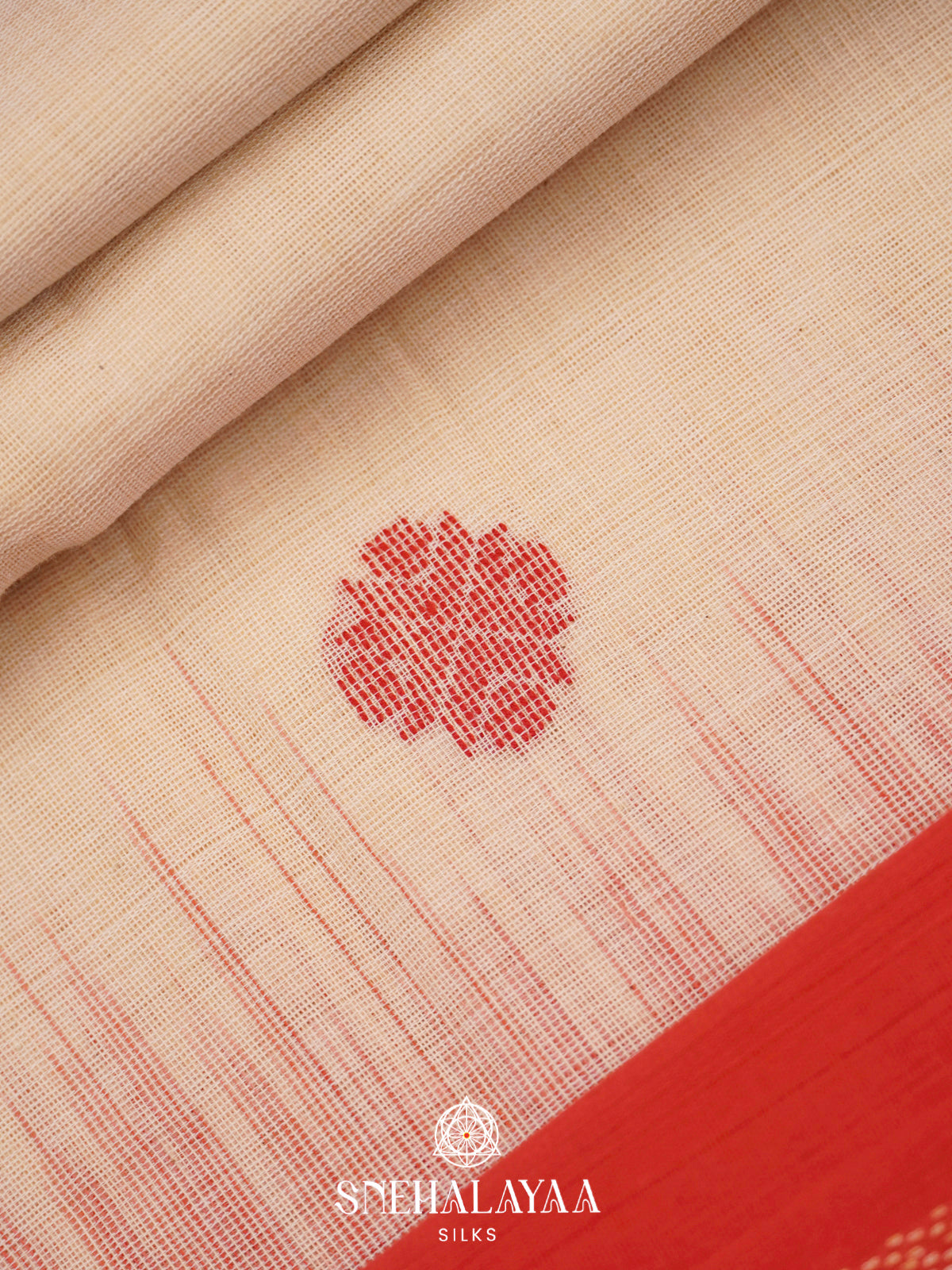 Cream Khadi Cotton Saree