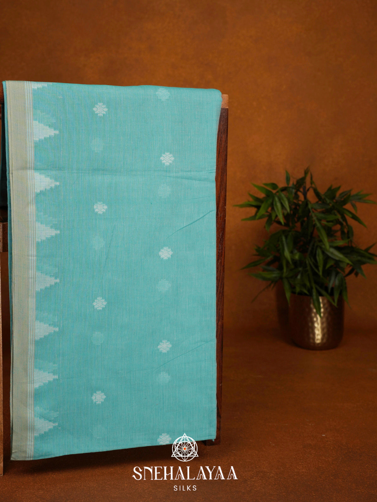 Teal Green Khadi Cotton Saree
