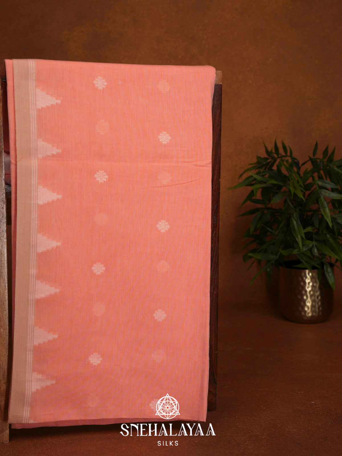 Peach Khadi Cotton Saree