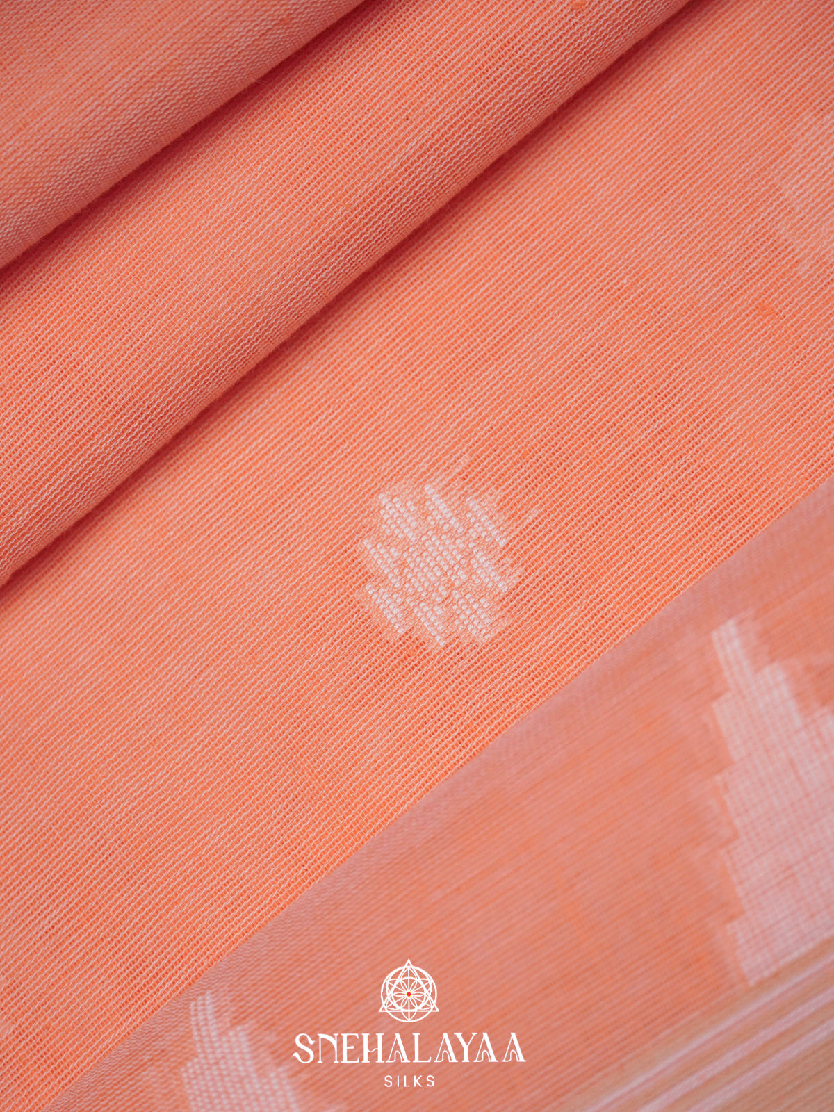 Peach Khadi Cotton Saree