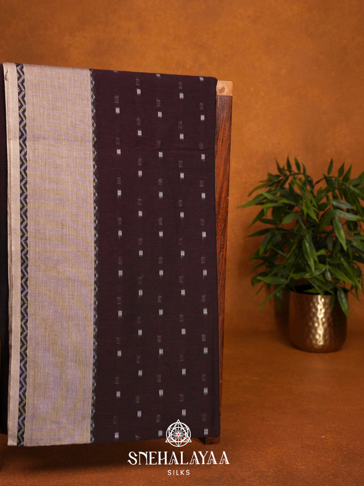 Burgundy Khadi Cotton Saree