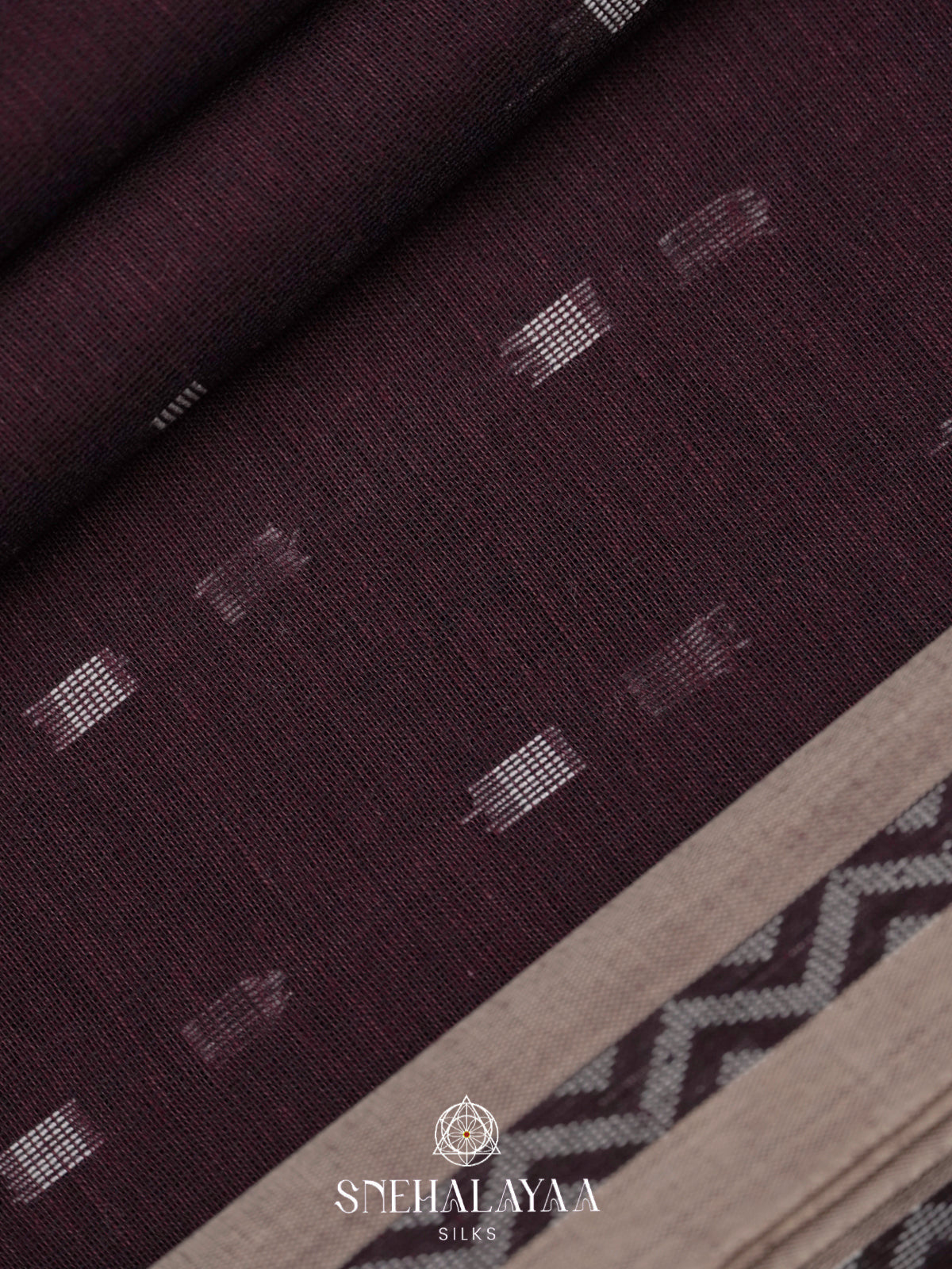 Burgundy Khadi Cotton Saree