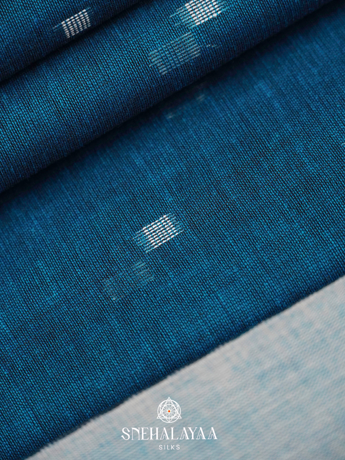 Peacock Blue Khadi Cotton Saree