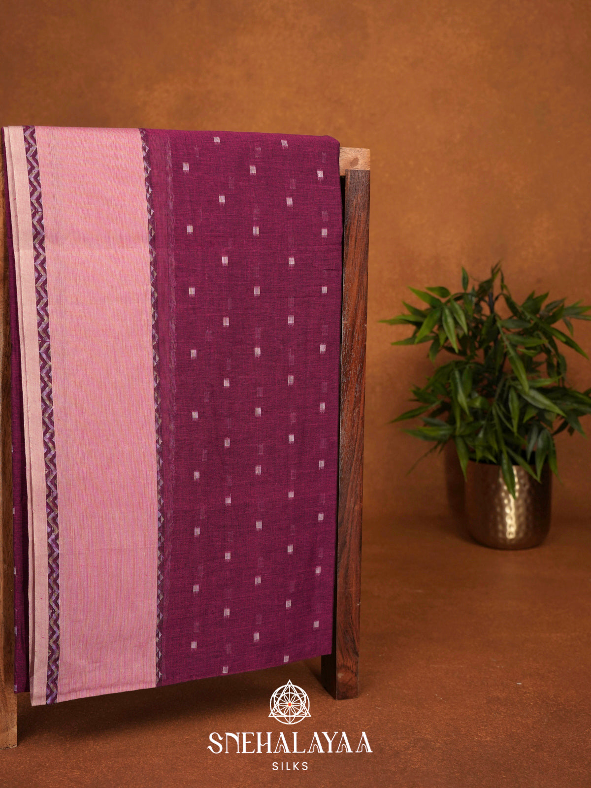Magenta Khadi Cotton Saree