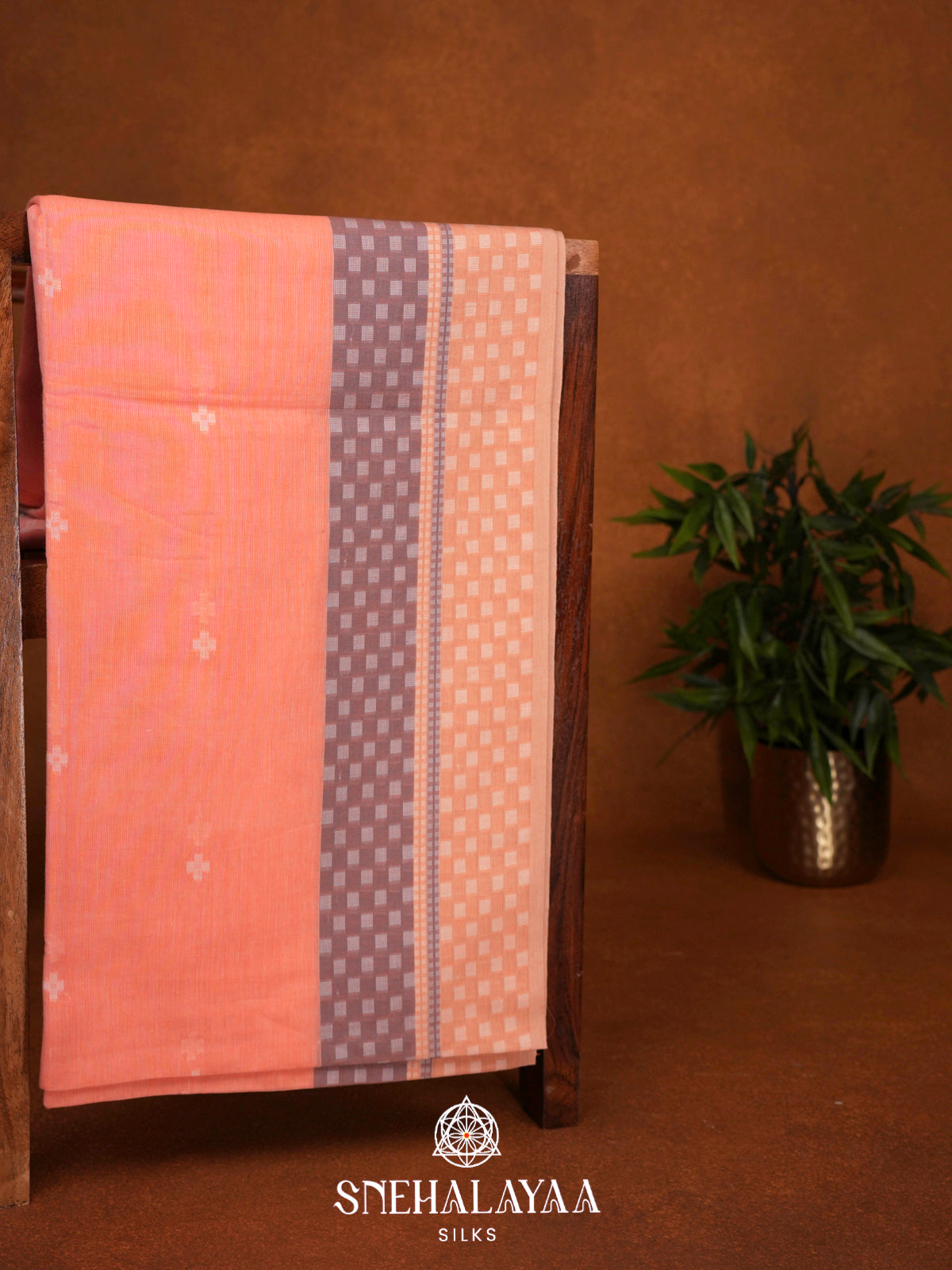 Peach Khadi Cotton Saree