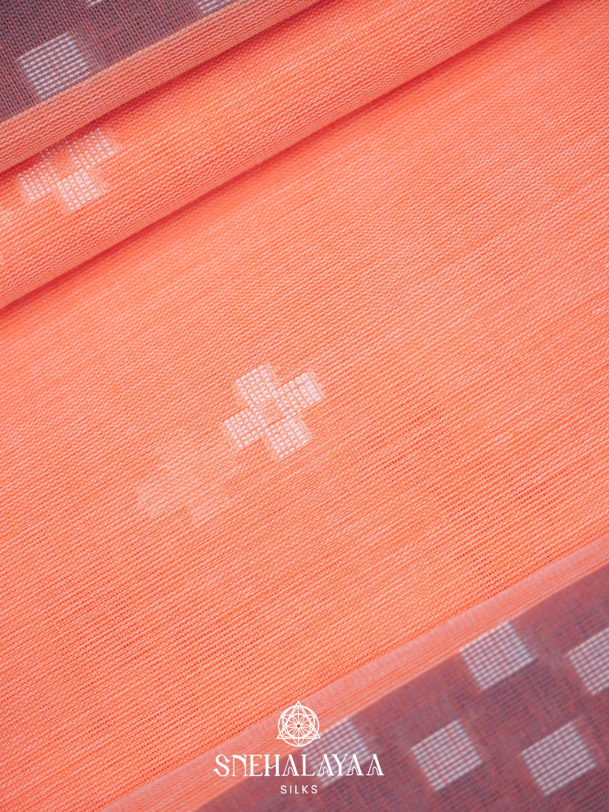 Peach Khadi Cotton Saree