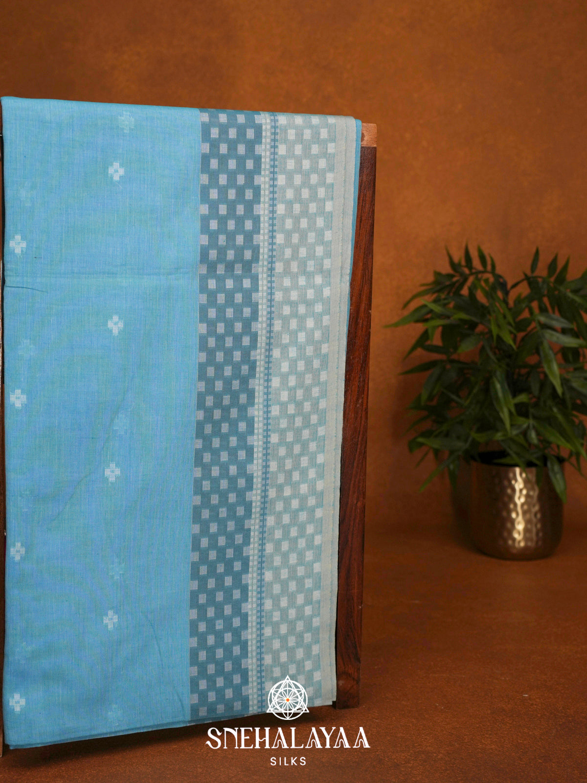 Sky Blue Khadi Cotton Saree