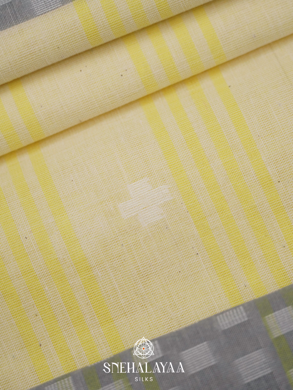 Pale Yellow Khadi Cotton Saree