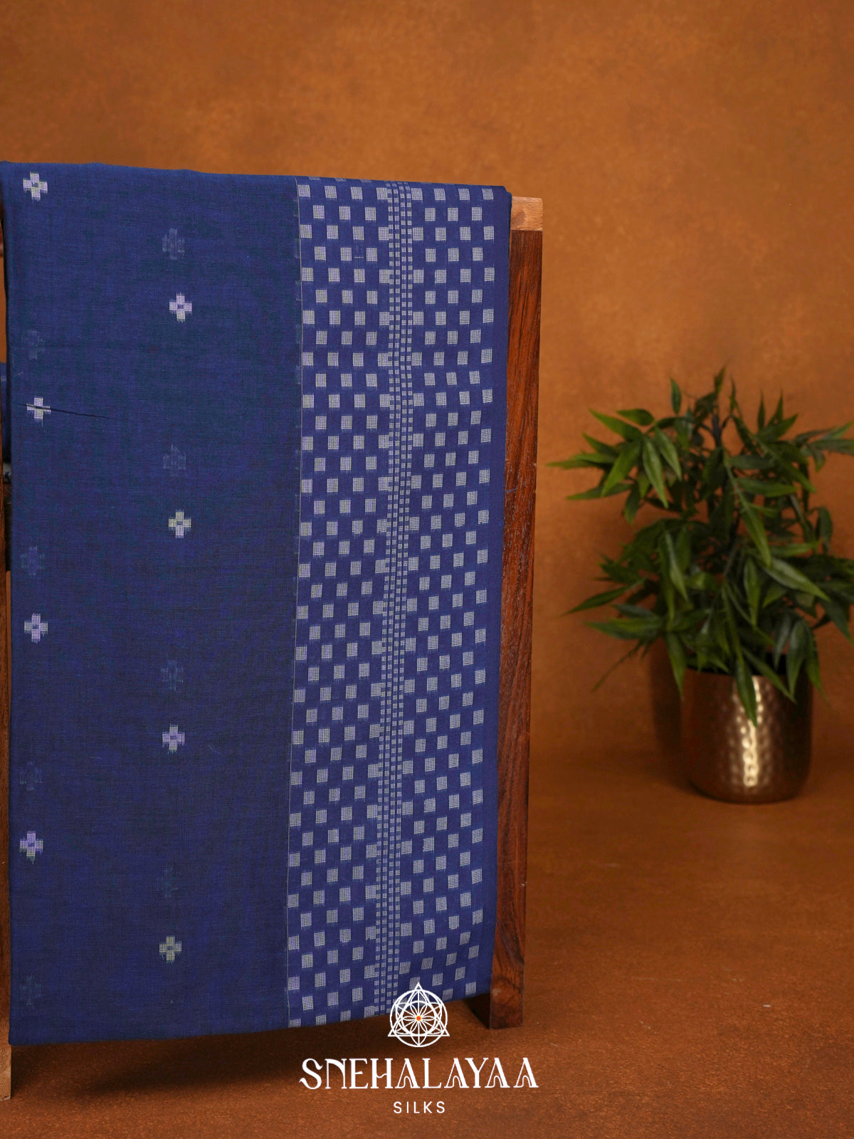 Navy Blue Khadi Cotton Saree