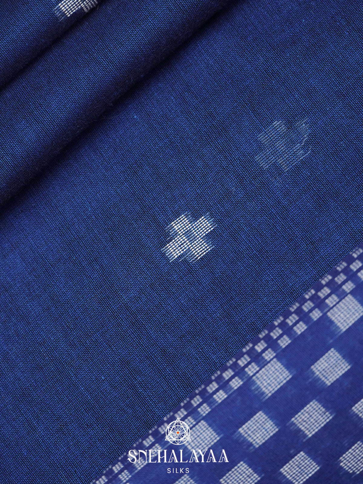 Navy Blue Khadi Cotton Saree