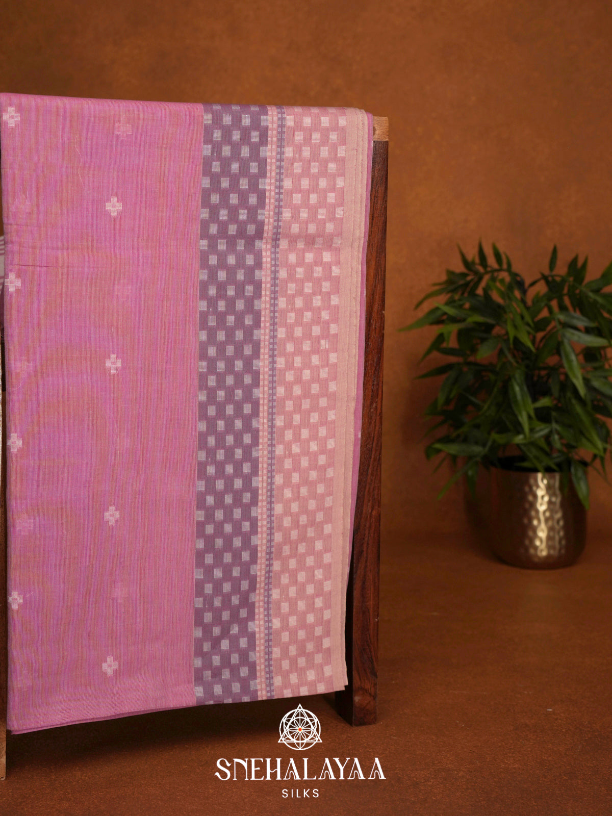 Pink Khadi Cotton Saree