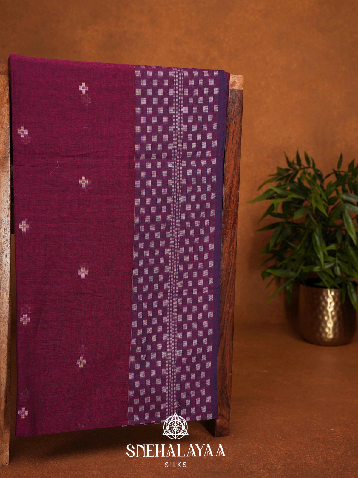 Wine Red Khadi Cotton Saree