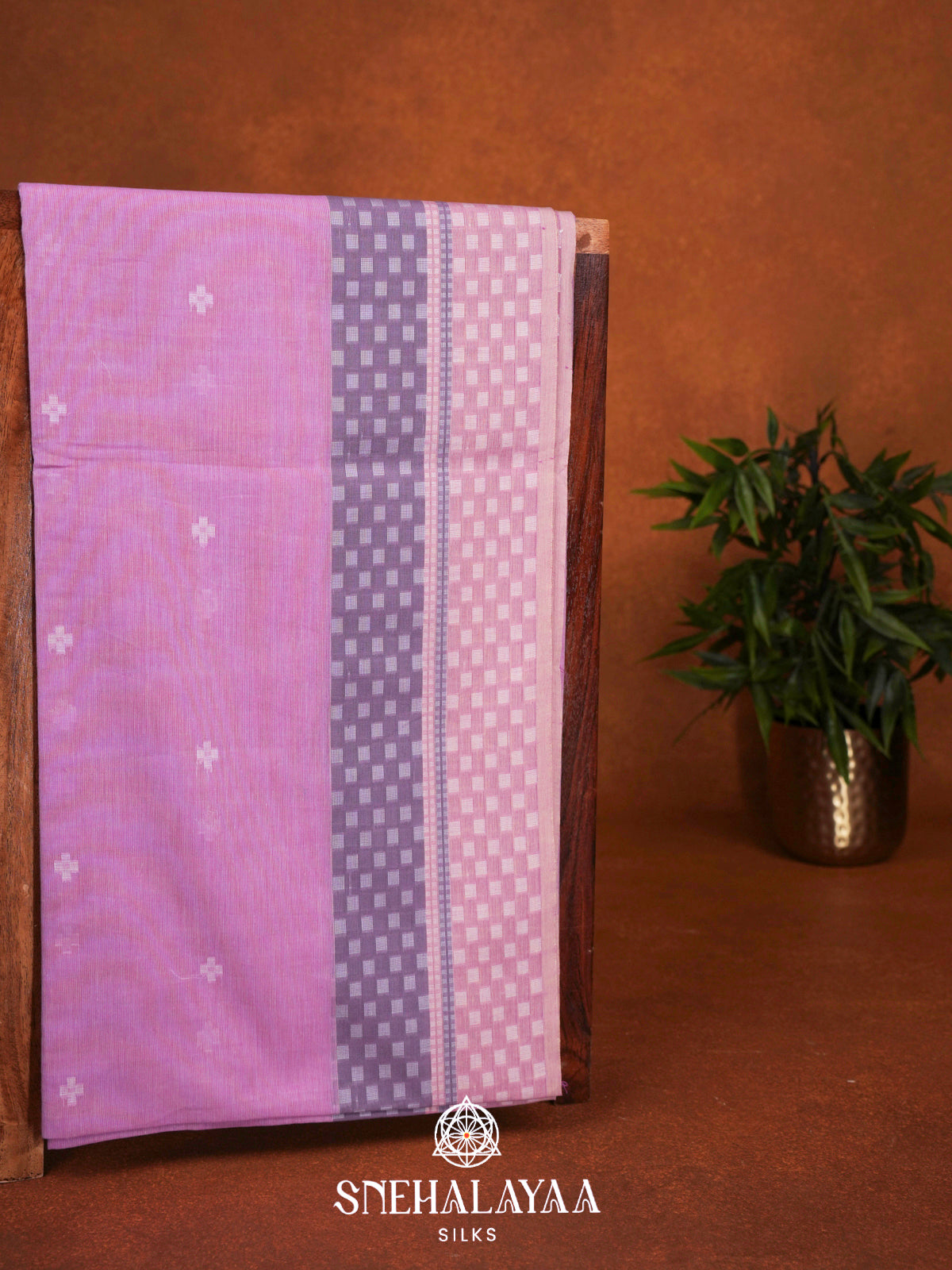 lavender Khadi Cotton Saree