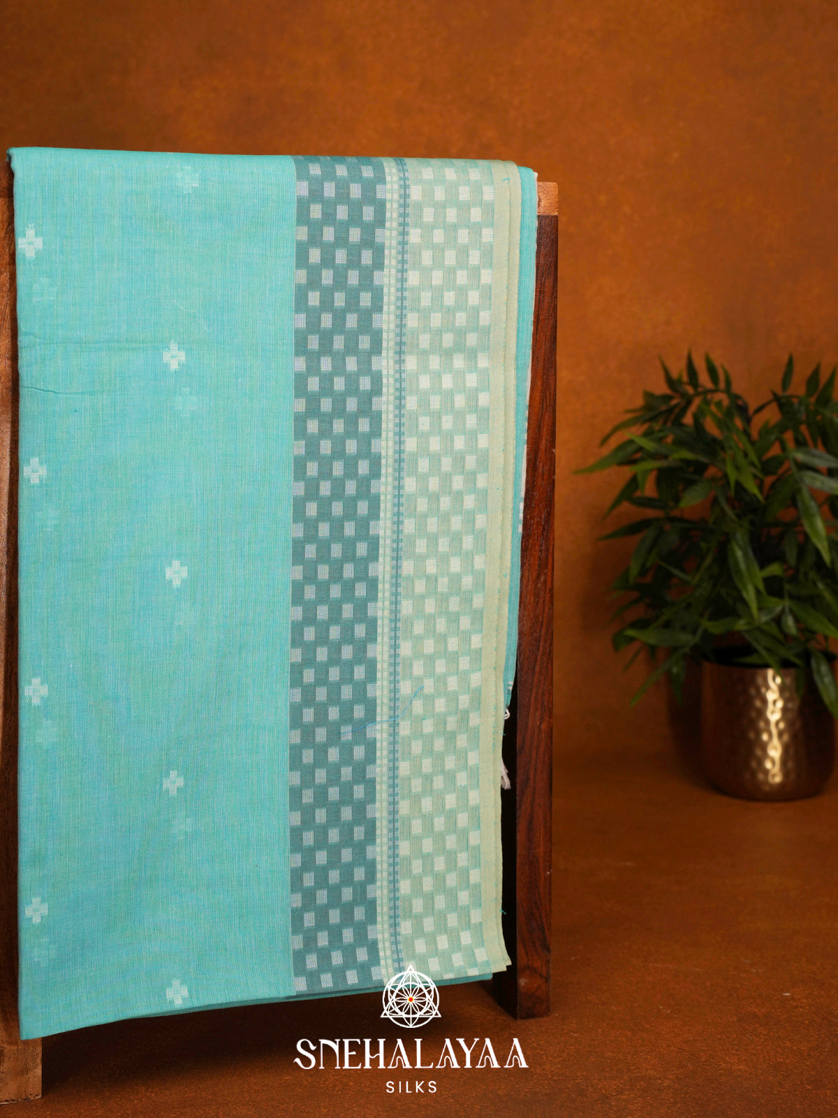 Aquamarine Khadi Cotton Saree