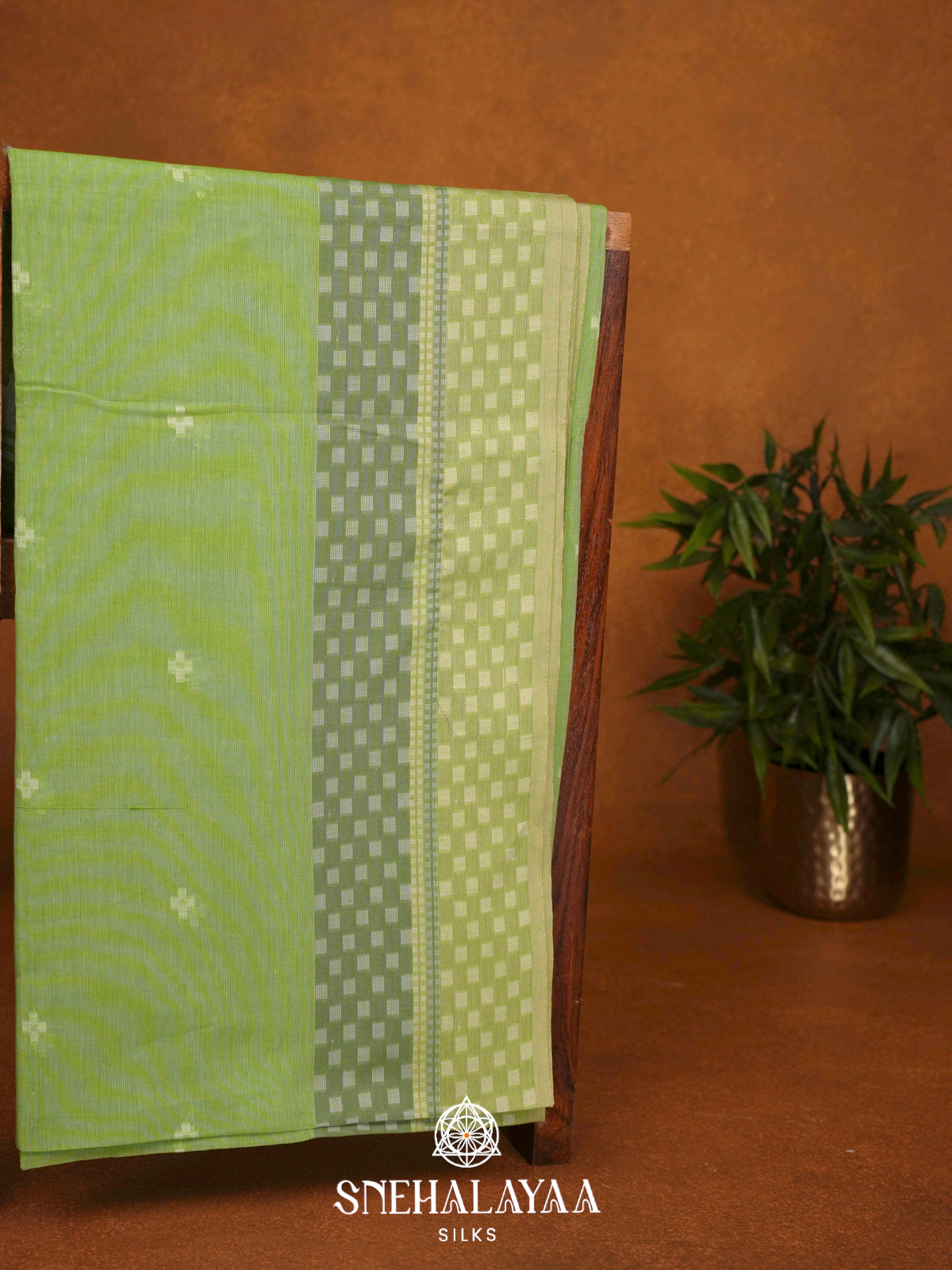 Pista Green Khadi Cotton Saree