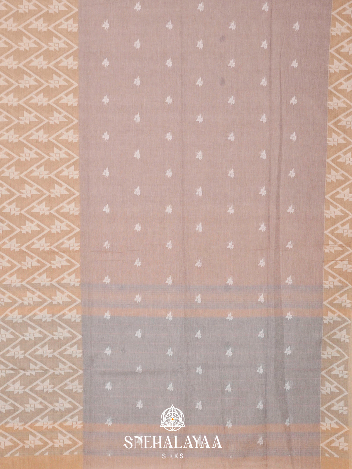 Khaki Brown Khadi Cotton Saree