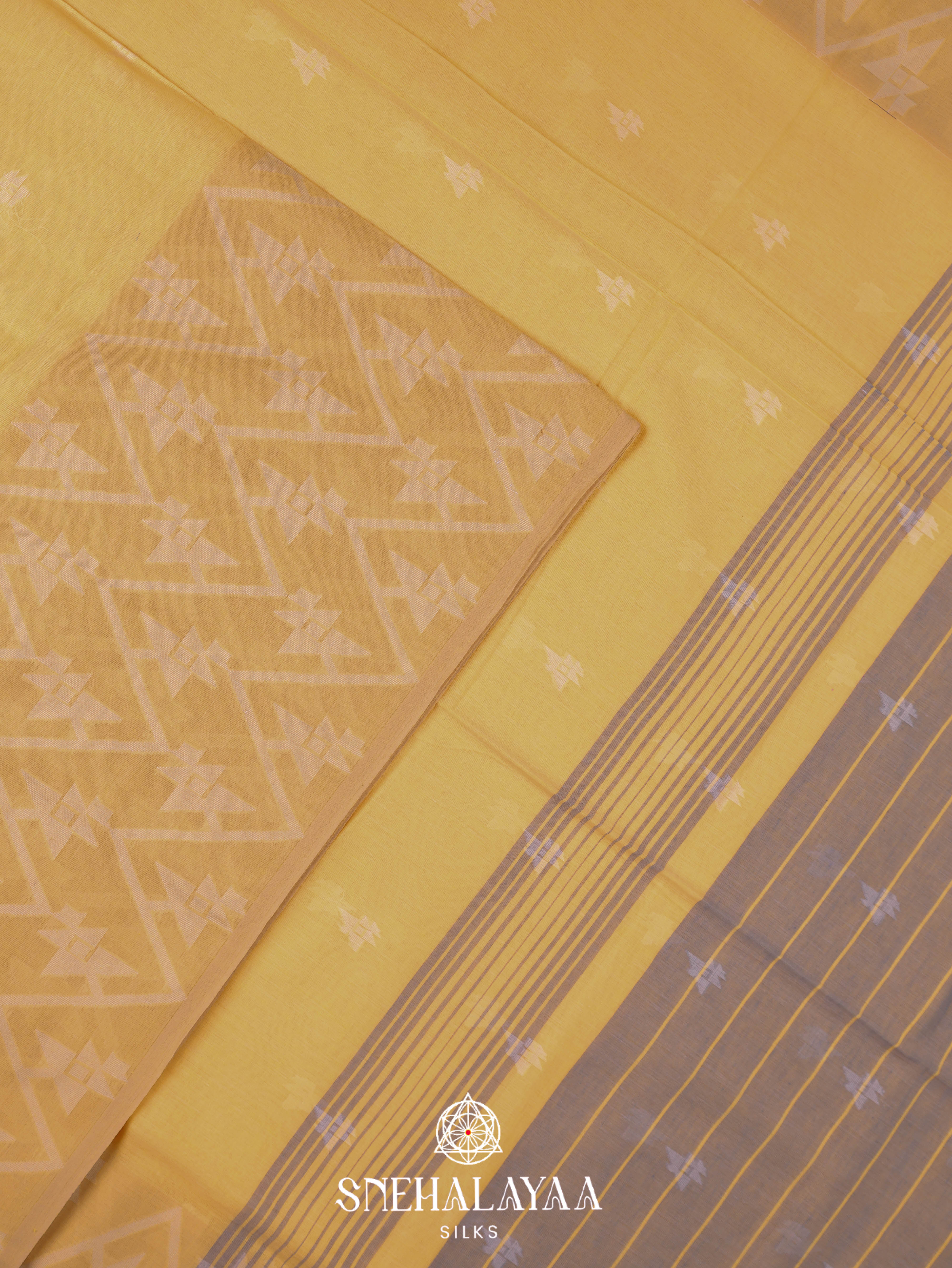 Light Yellow  Khadi Cotton Saree