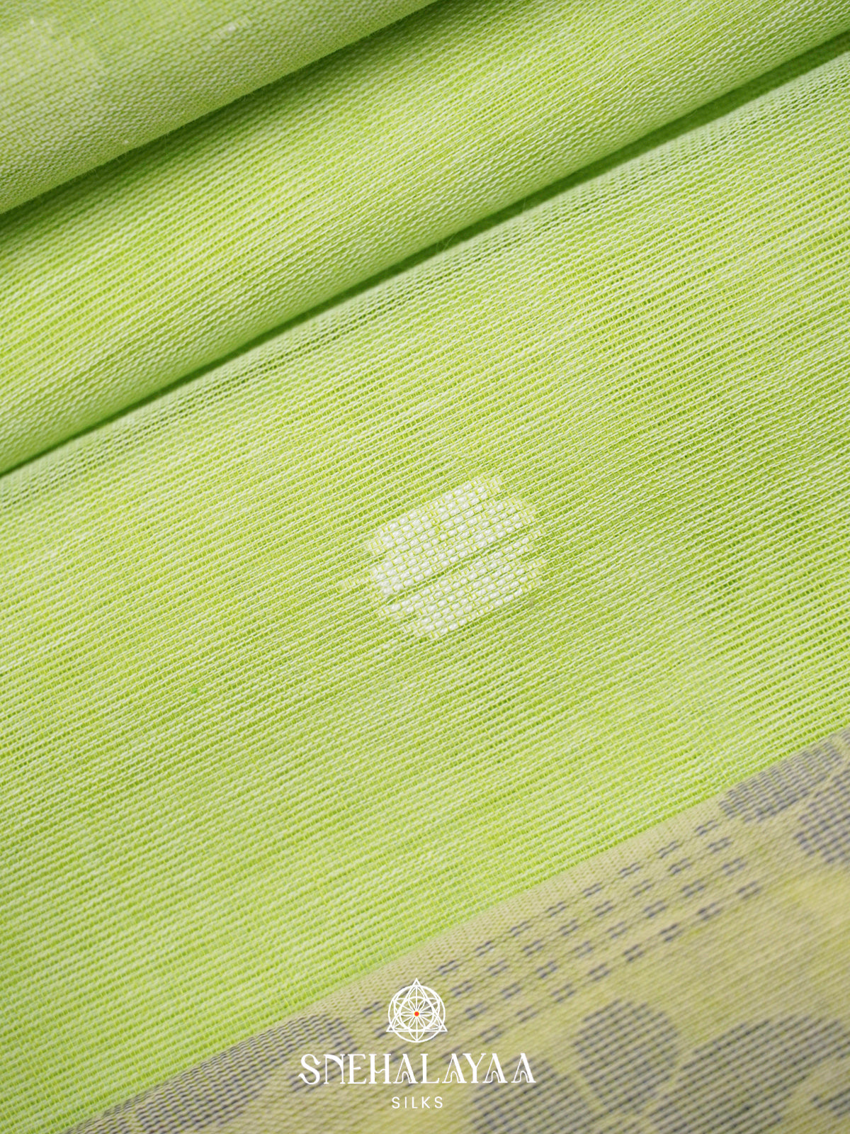 Chartreuse Green Khadi Cotton Saree